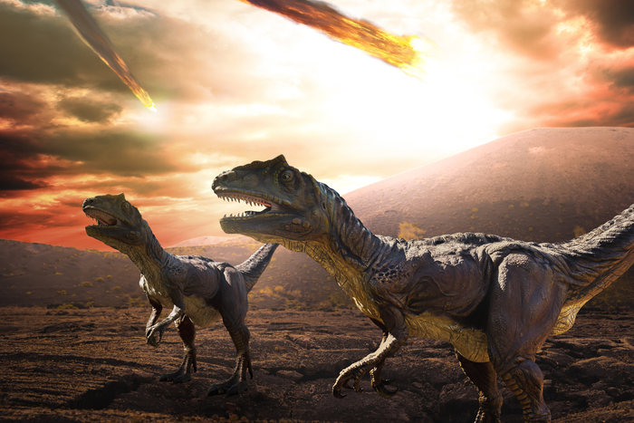 Artist image of asteroid impact that ended the 165-million-year reign of dinosaurs