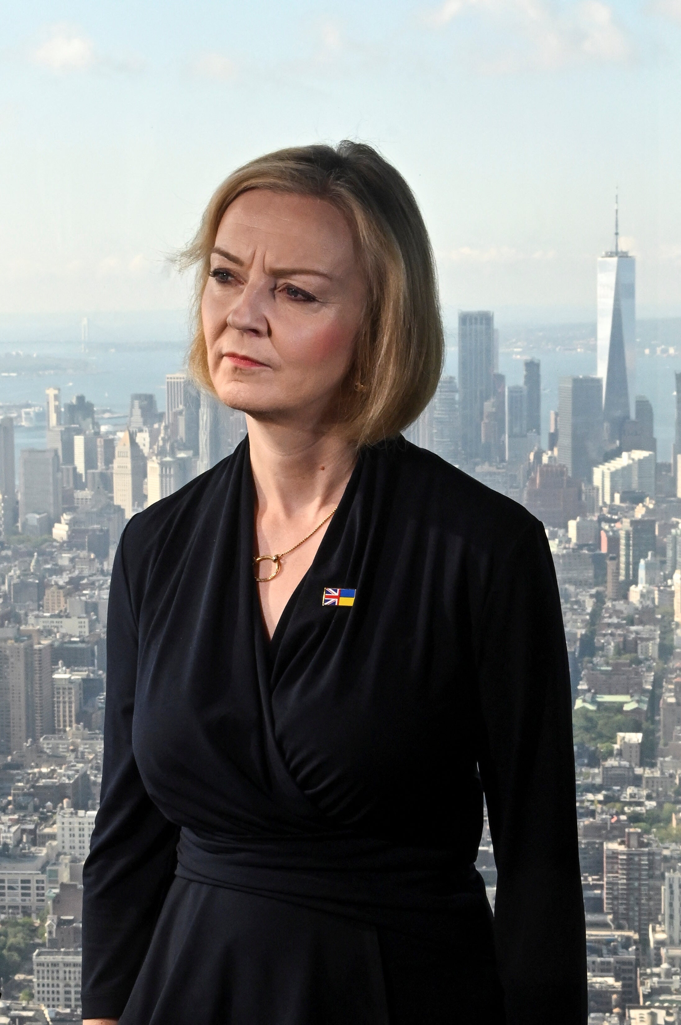 Prime Minister Liz Truss speaks to journalists at the Empire State Building in New York (Toby Melville/PA)