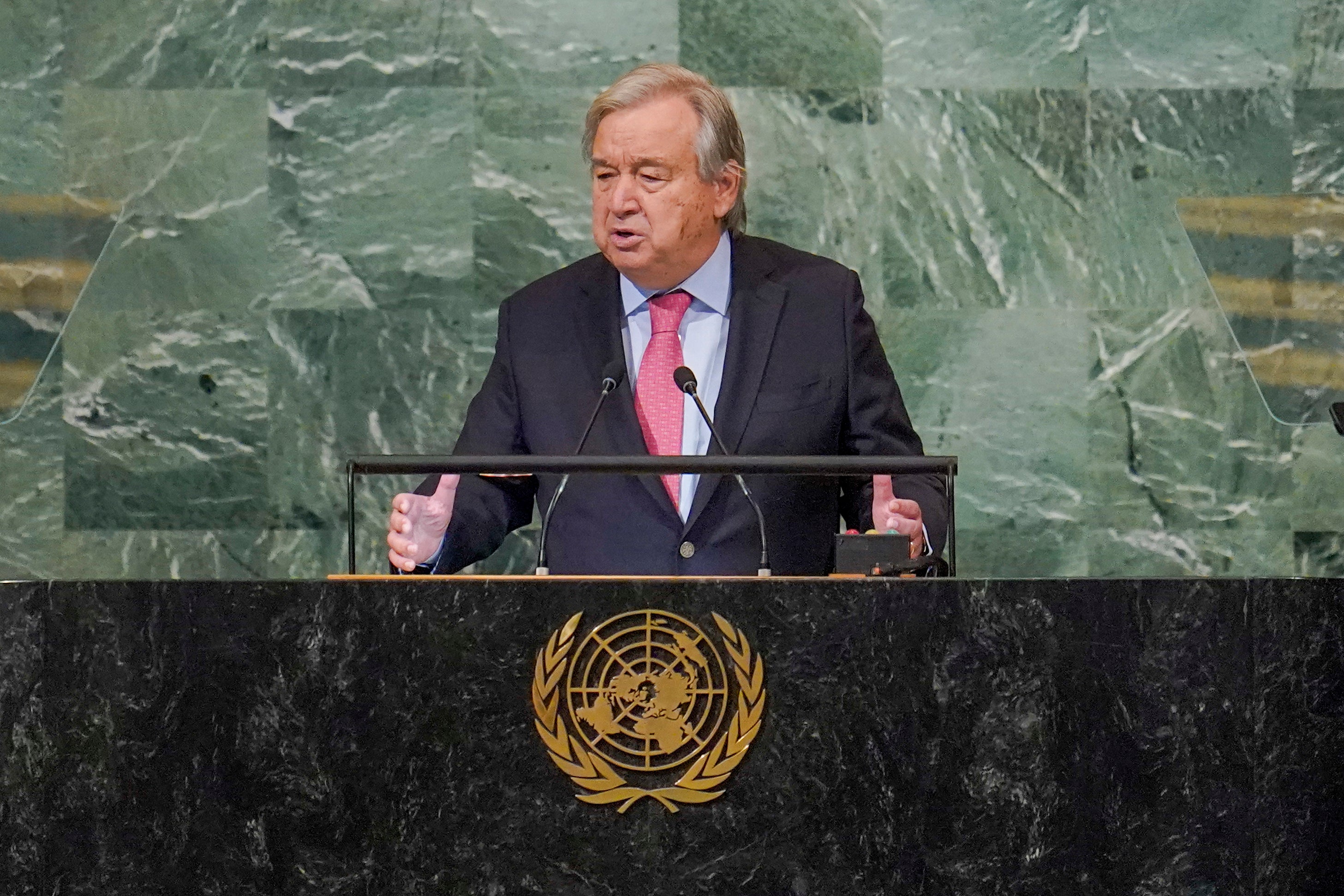 United Nations secretary-general Antonio Guterres addresses delegates at the General Assembly last month