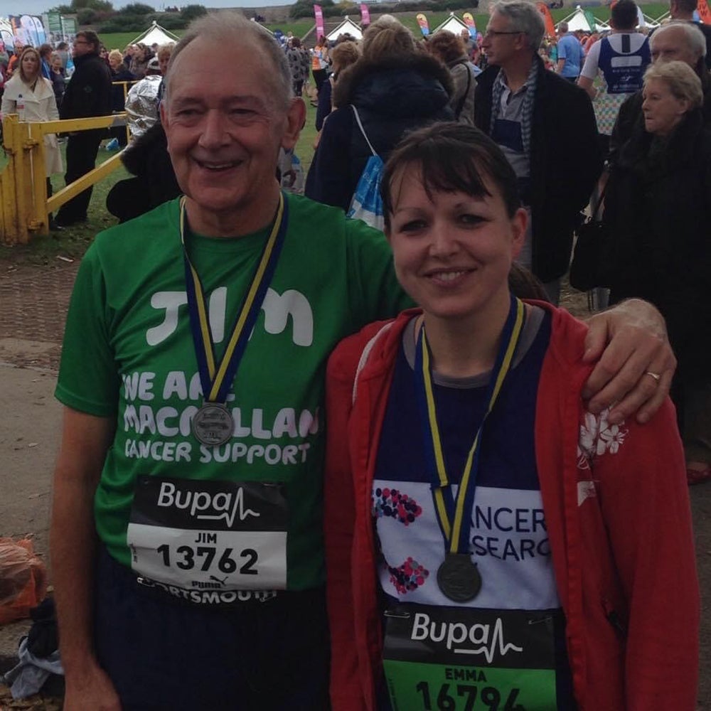 Emma Damen with her dad, Jim, at the Great South Run in Portsmouth in October 2014 (Collect/PA Real Life)