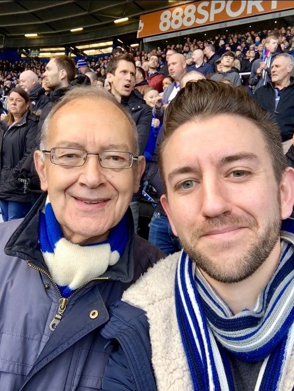 Jim with his son, Ben, watching Birmingham City (Collect/PA Real Life)