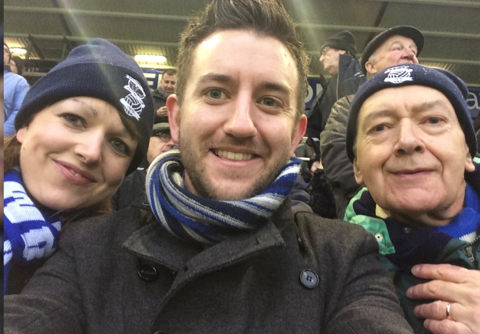 Emma with her brother, Ben, and their dad, Jim, enjoying a day at the football (Collect/PA Real Life)