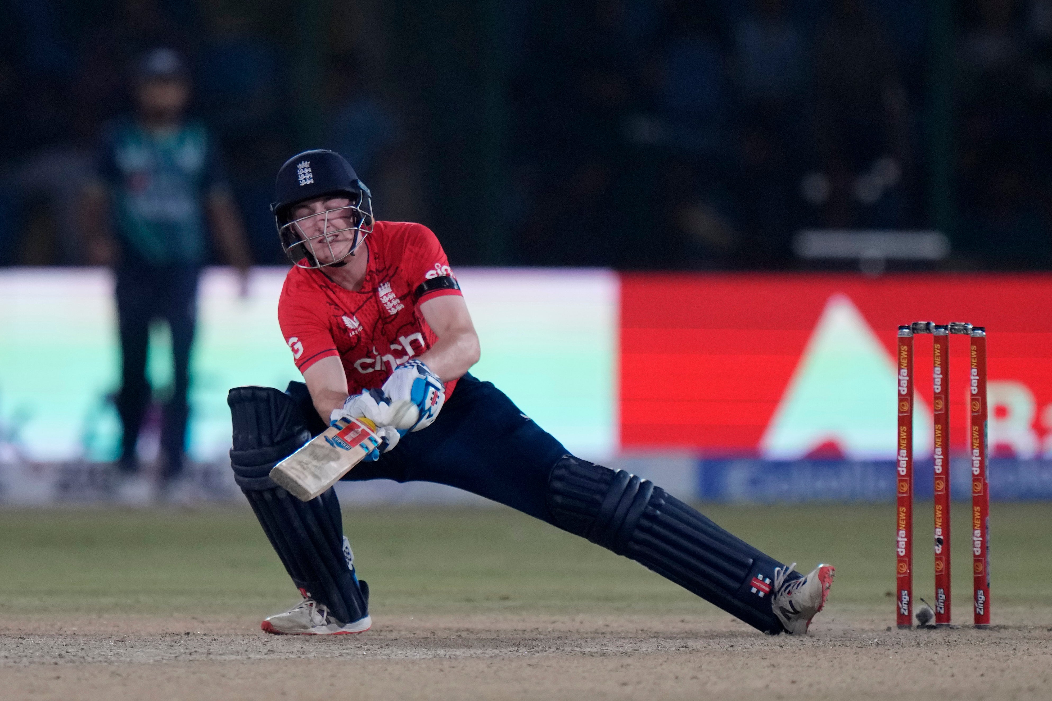 Harry Brook in action against Pakistan (Anjum Naveed/AP)