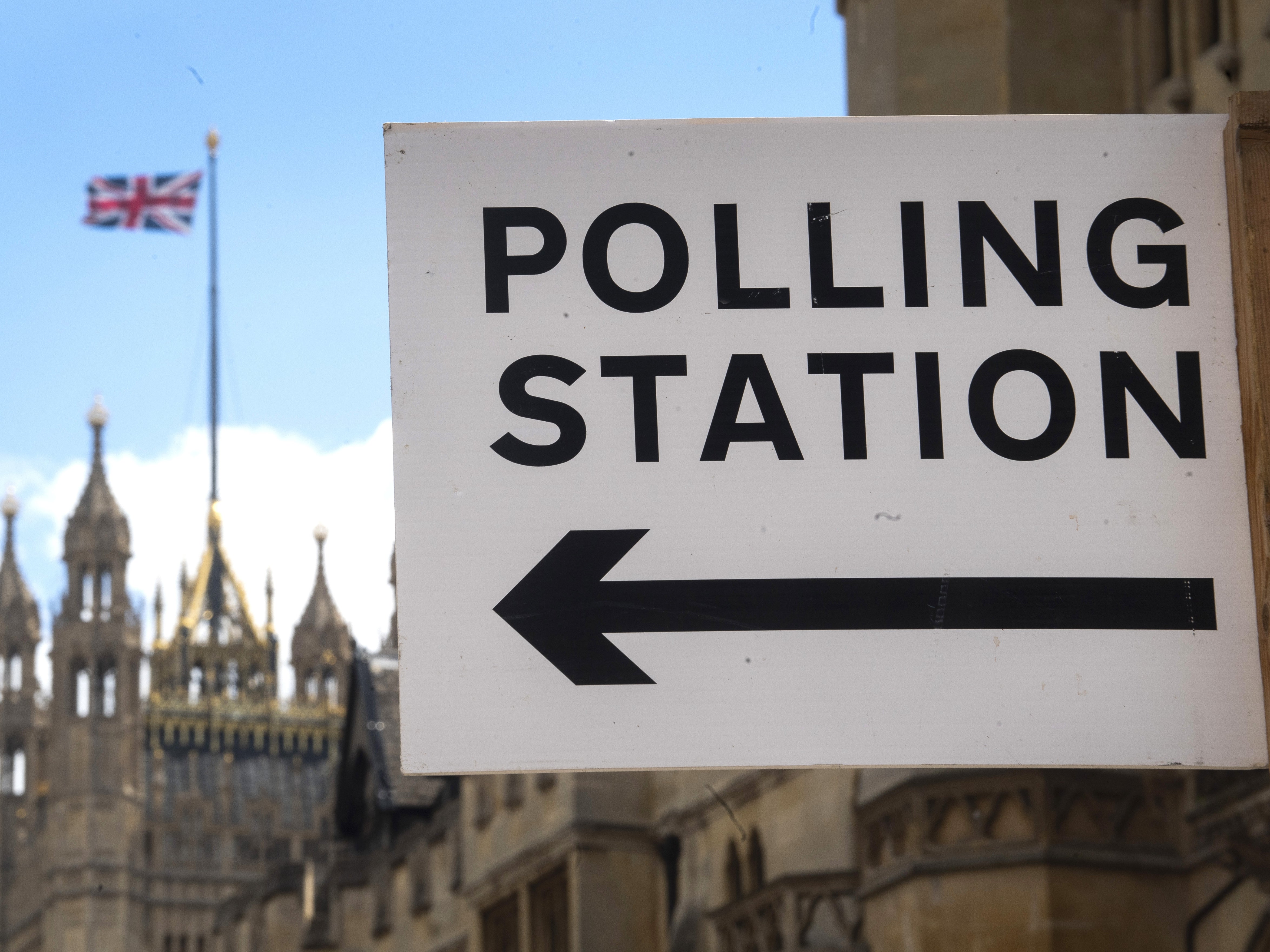 Signage outside a polling station in Westminster