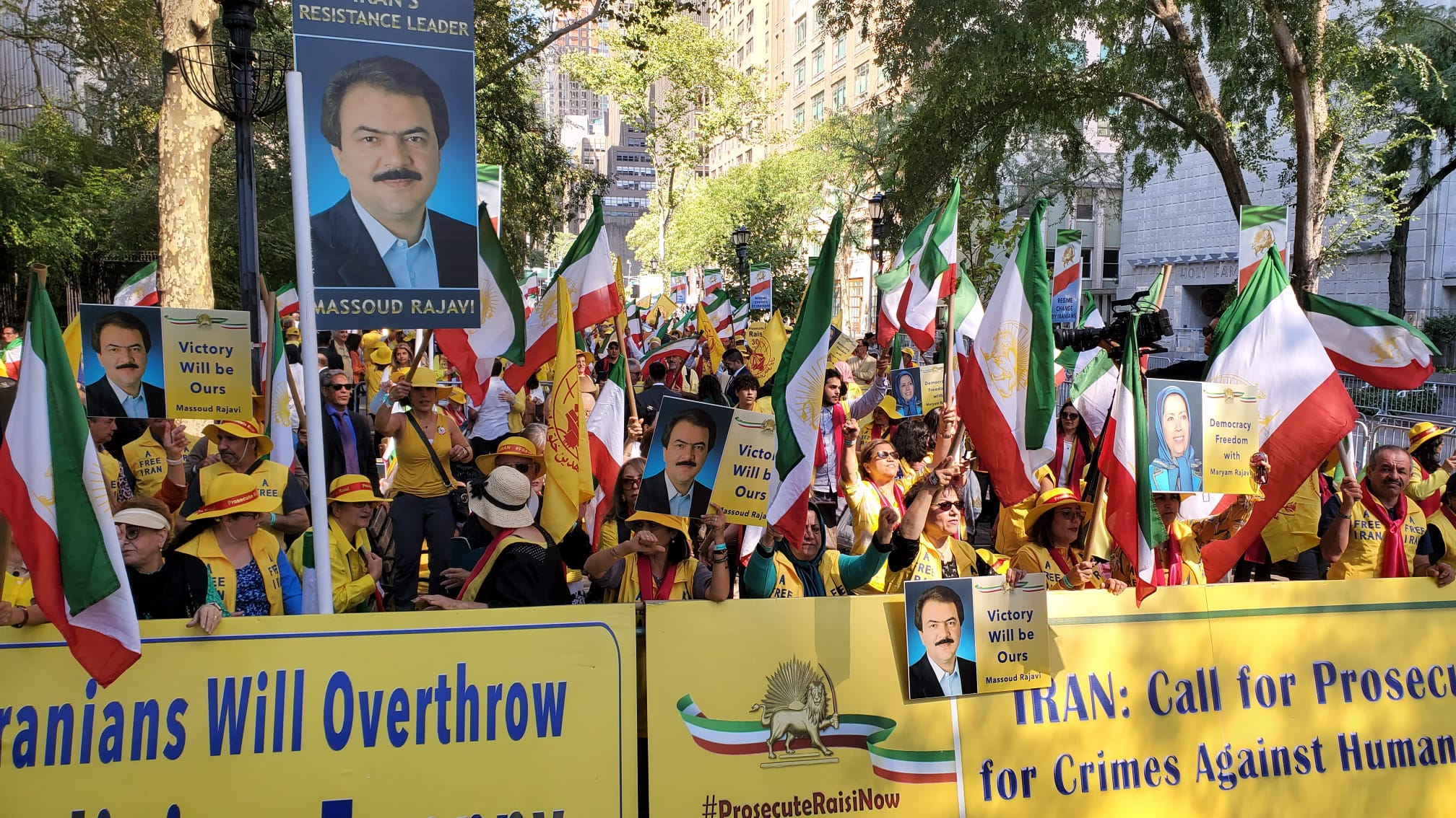 Anti-Raisi protesters in the streets of New York City