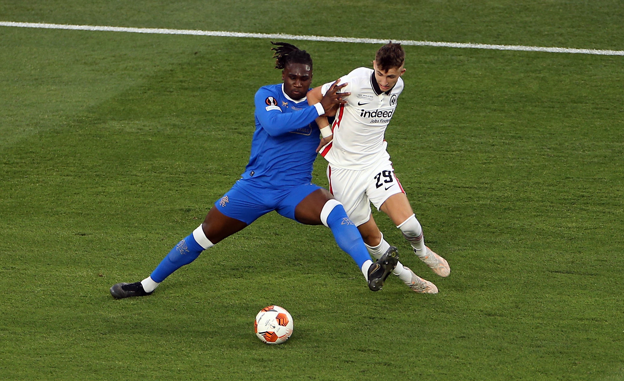 Eintracht Frankfurt’s Jesper Lindstrom (right) has been linked with Arsenal (Isabel Infantes/PA)