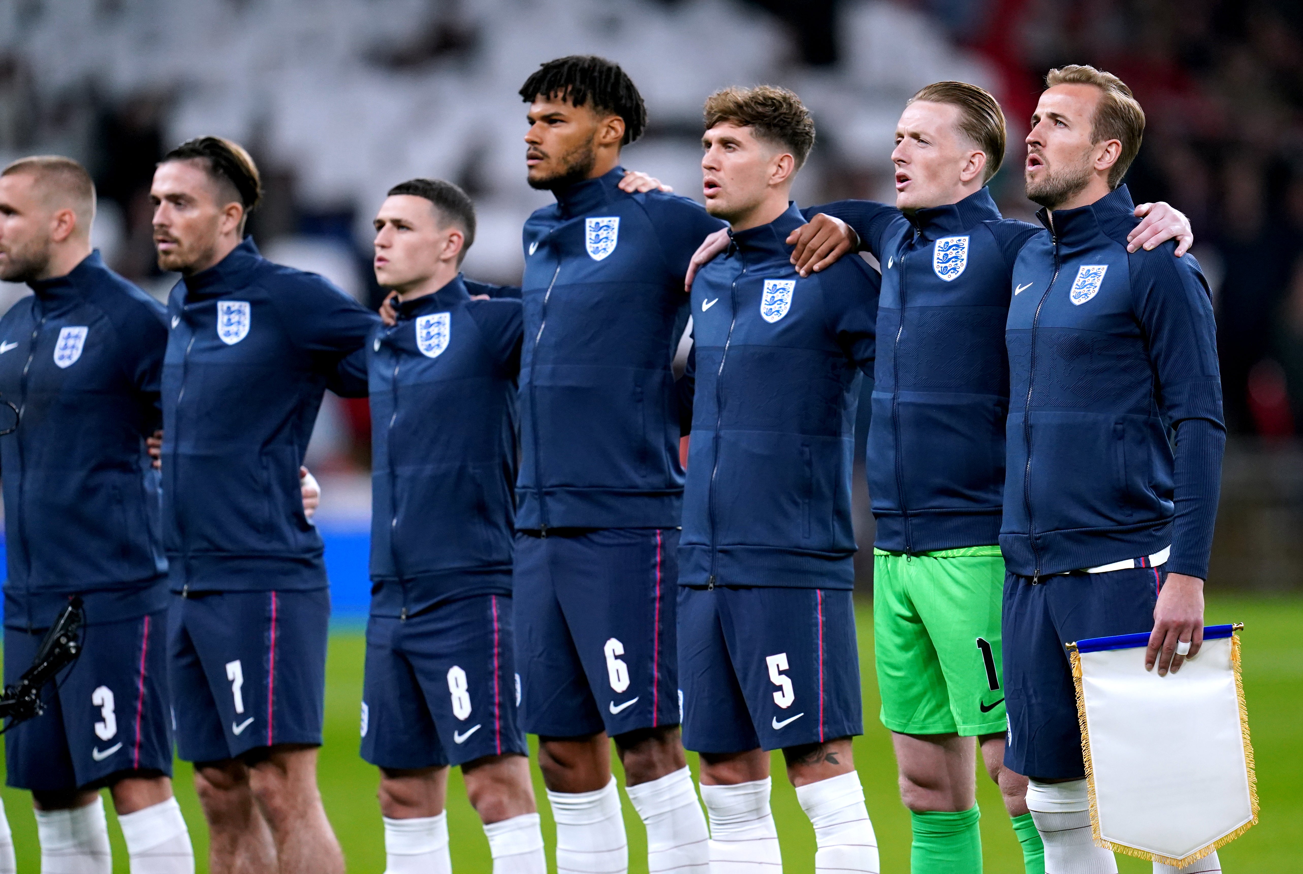 England’s players will wear black armbands as they sing ‘God Save the King’ on Friday night (Nick Potts/PA)