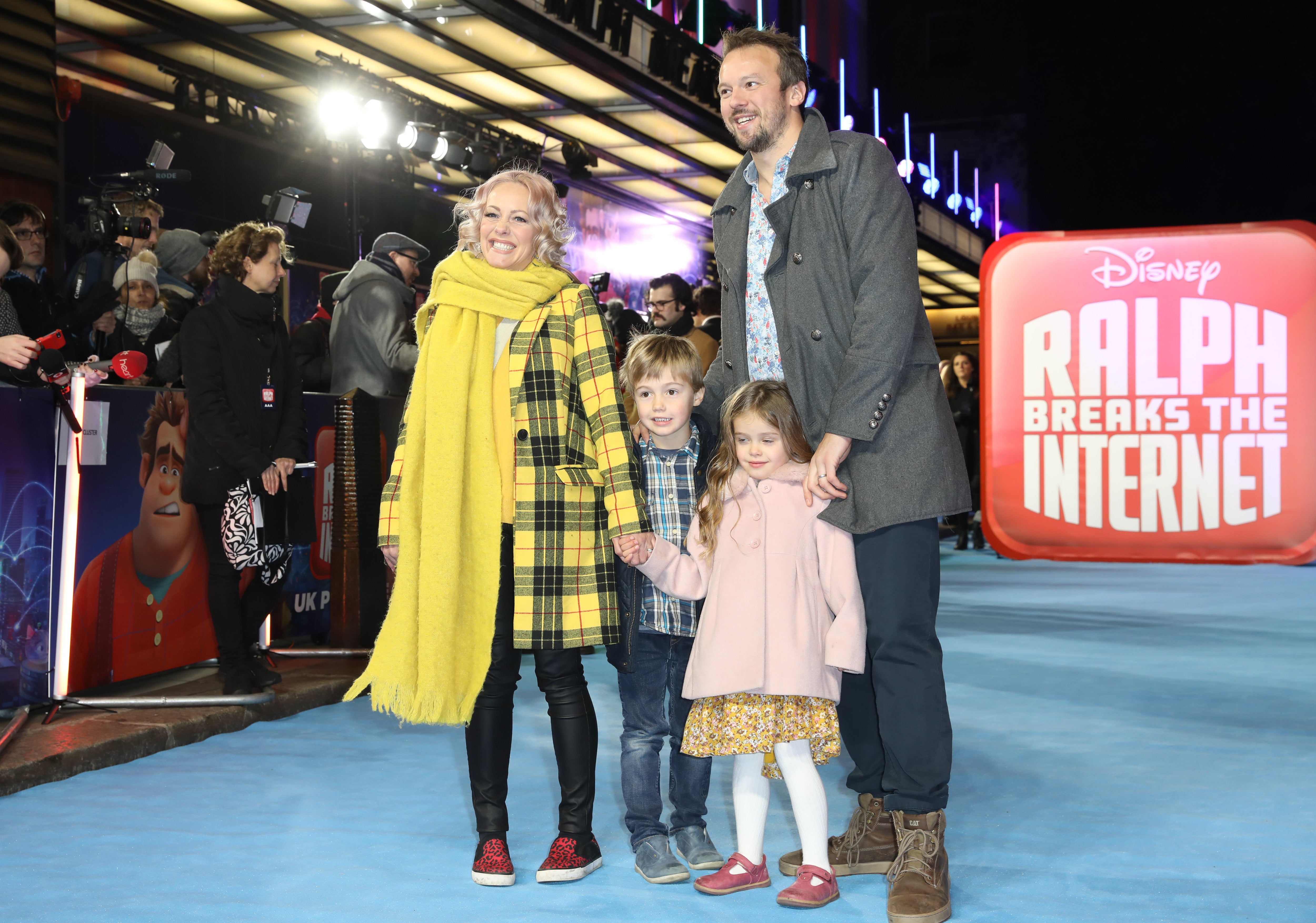 Cawood attends a red carpet premiere alongside her family