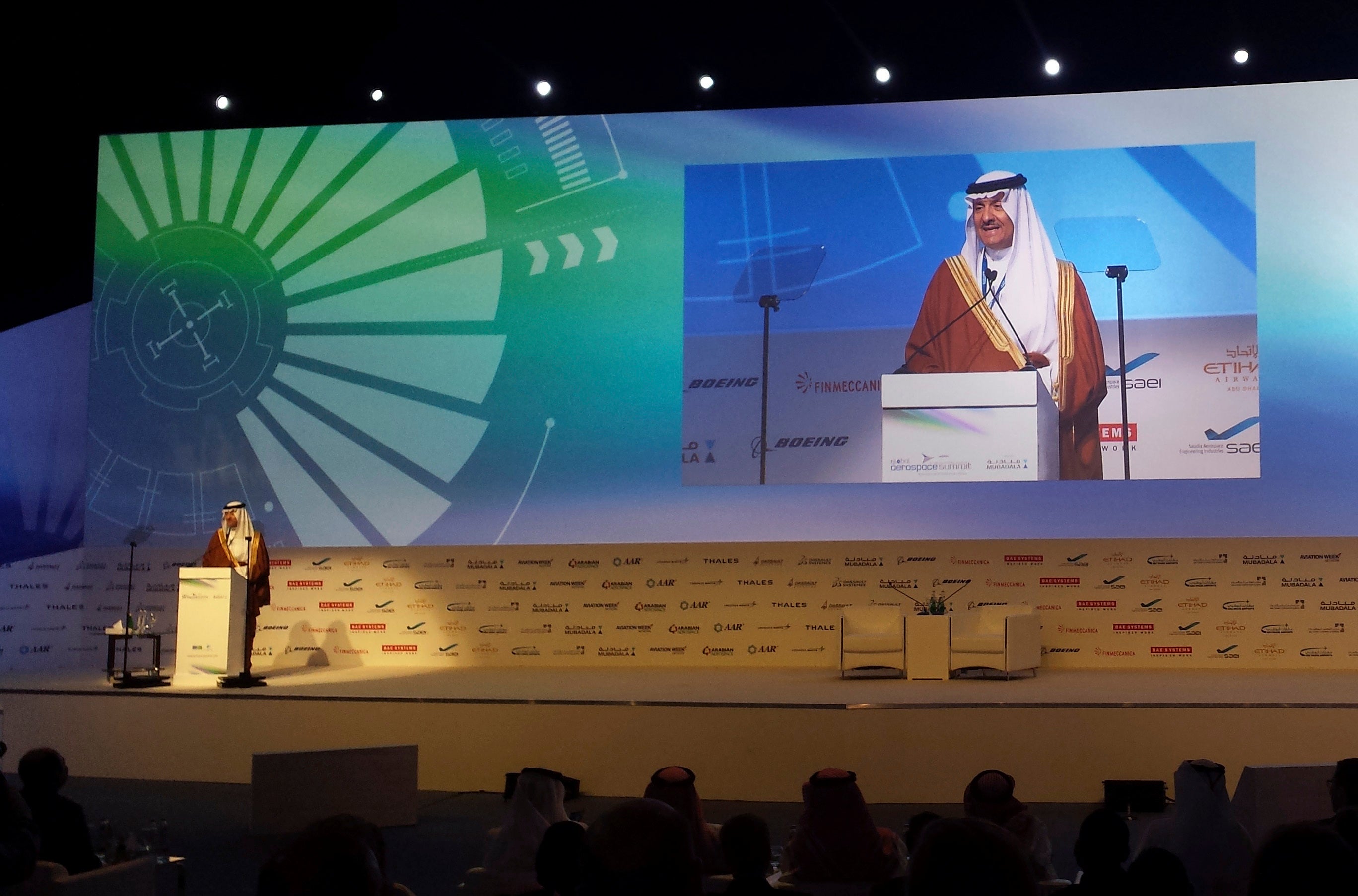 Saudi Arabia’s Sultan bin Salman talks at the 2016 Global Aerospace Summit in Abu Dhabi about his 1985 experience aboard Nasa’s Discovery shuttle