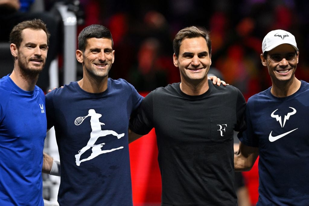 Murray, Djokovic, Federer and Nadal practised together ahead of the start of the Laver Cup