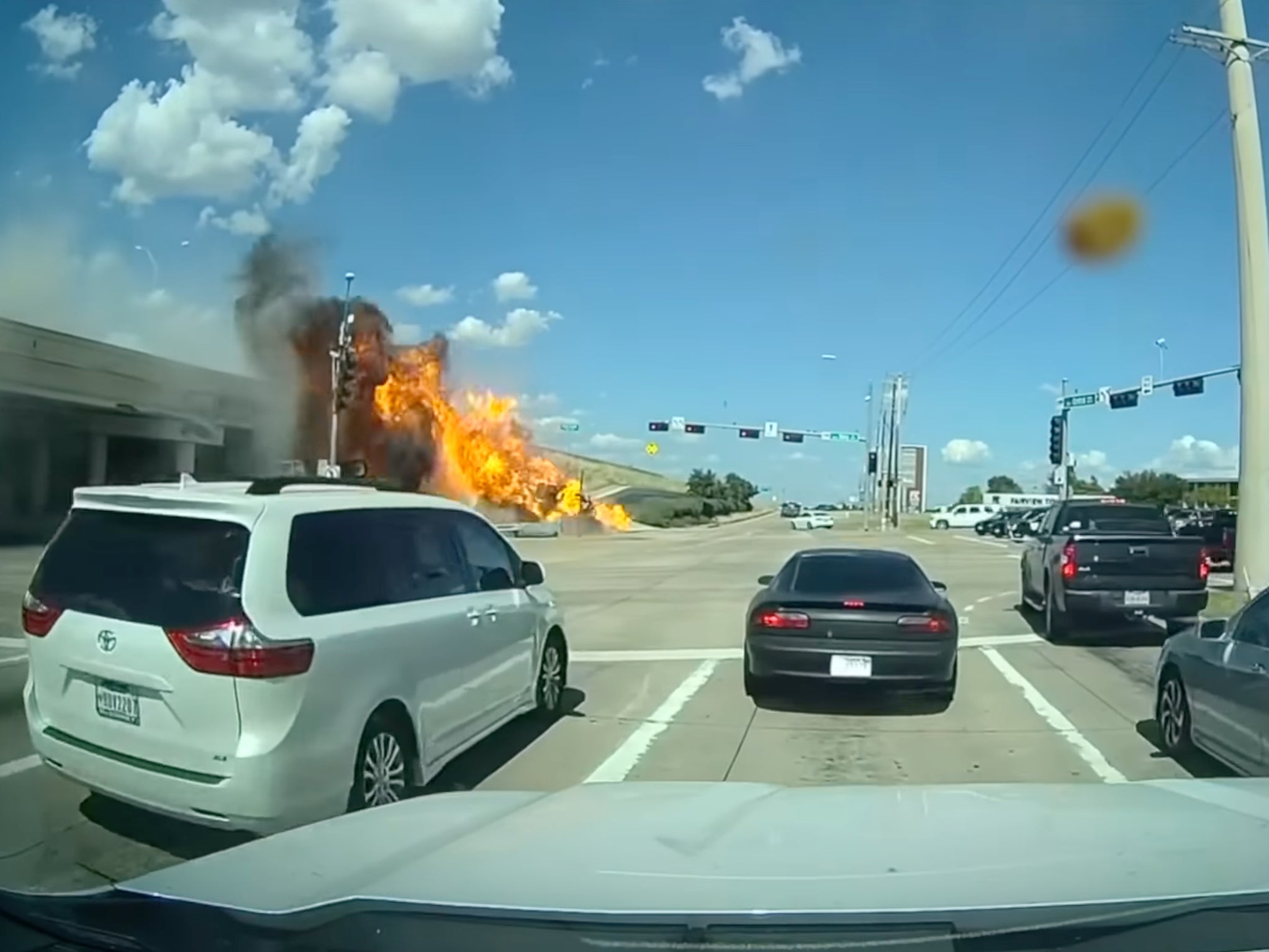 A dashcam camera caught the terrifying crash