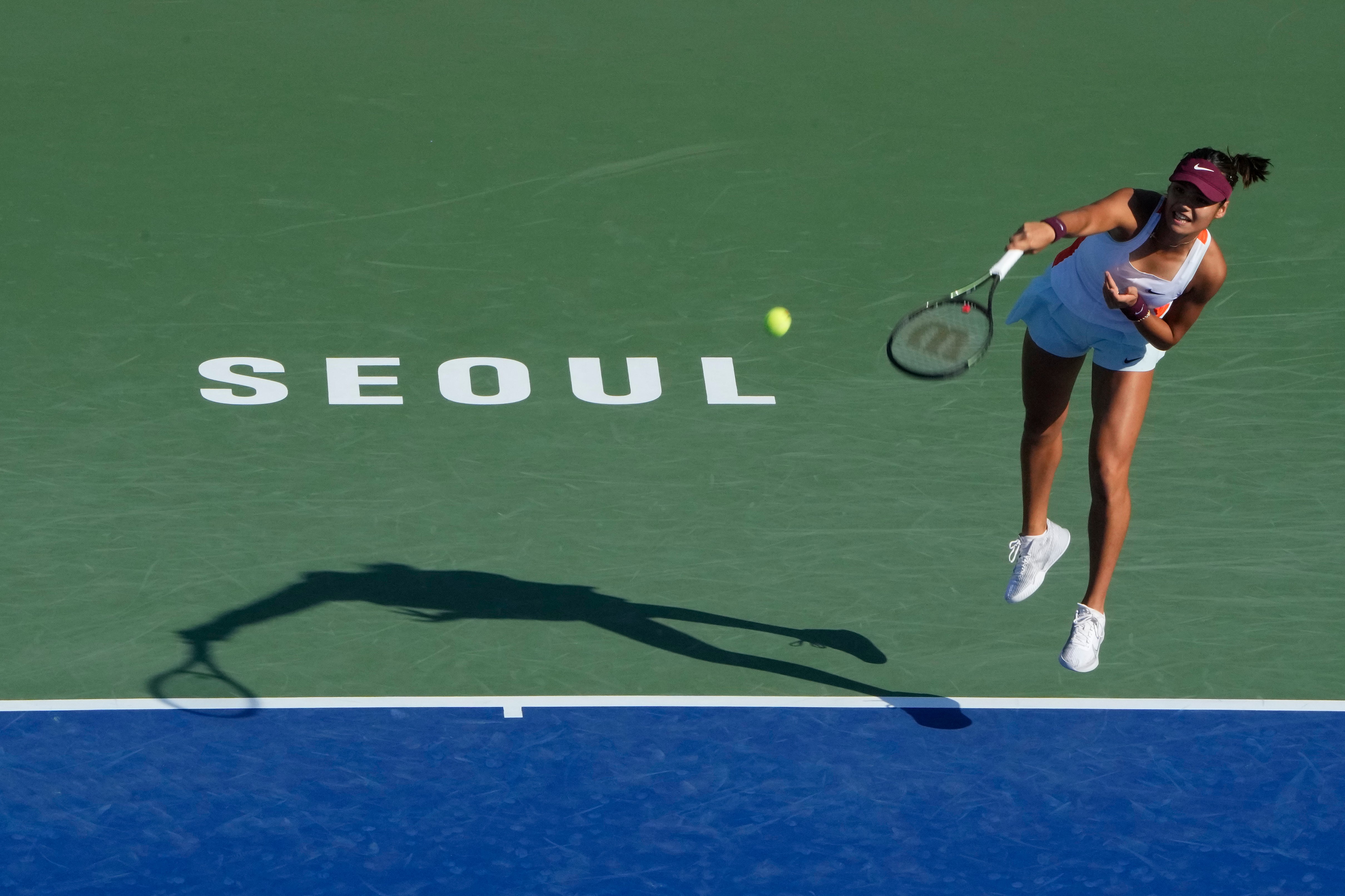 Emma Raducanu is through to the quarter-finals in Seoul (Ahn Young-joon/AP)