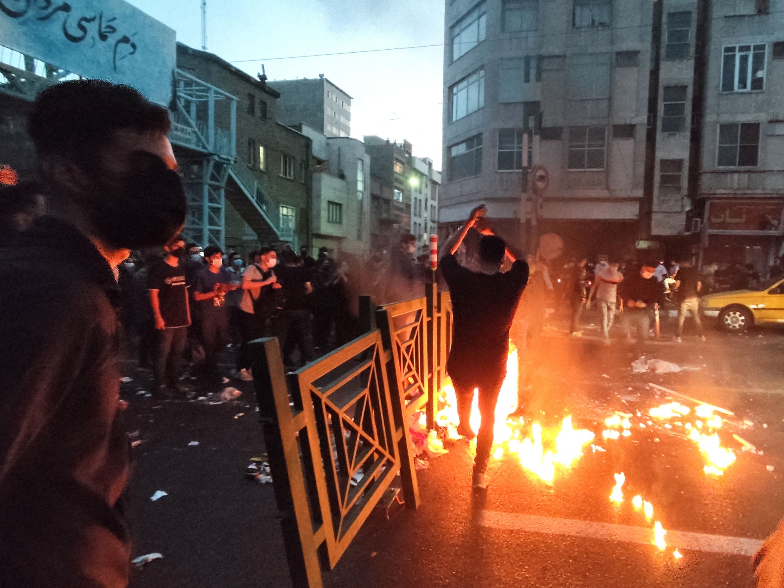 A picture obtained shows Iranian demonstrators taking to the streets of the capital Tehran