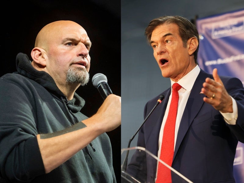 The casually dressed John Fetterman (left) and the slick former TV host Dr Oz