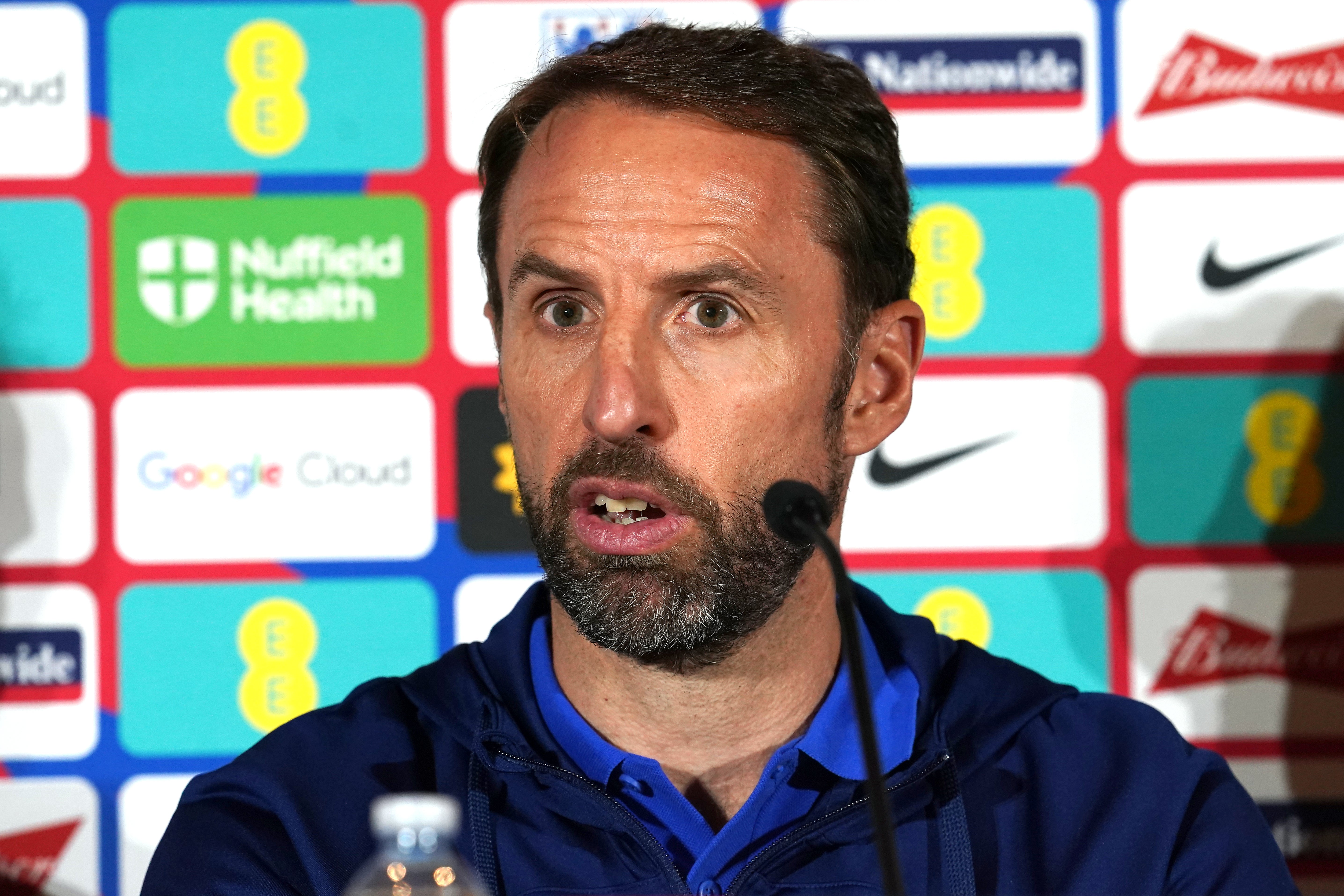 England head coach Gareth Southgate during the press conference at San Siro (Nick Potts/PA)