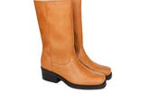 Good Guys Don’t Wear Leather Willie high top vegan leather motorcycle boots in honey