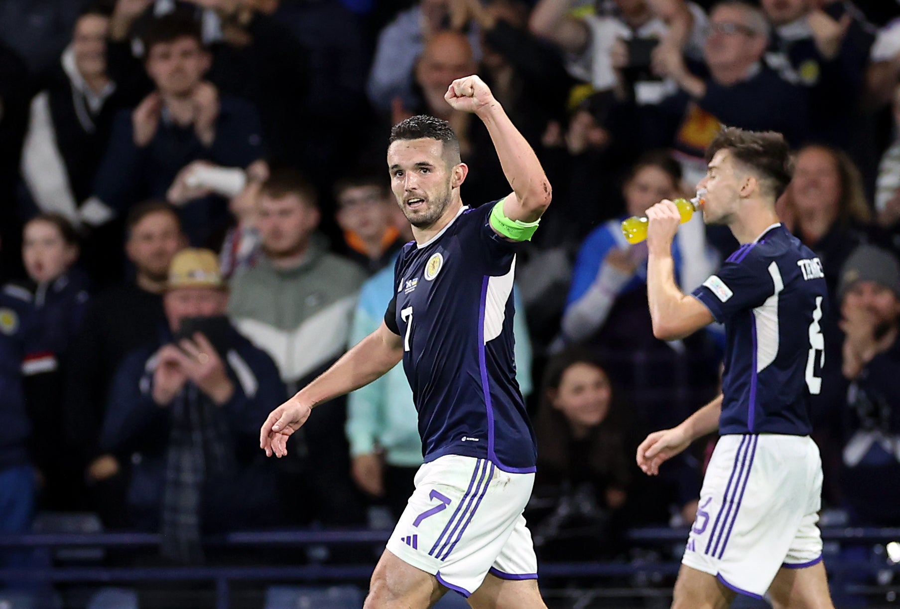 John McGinn celebrates after scoring against Ukraine