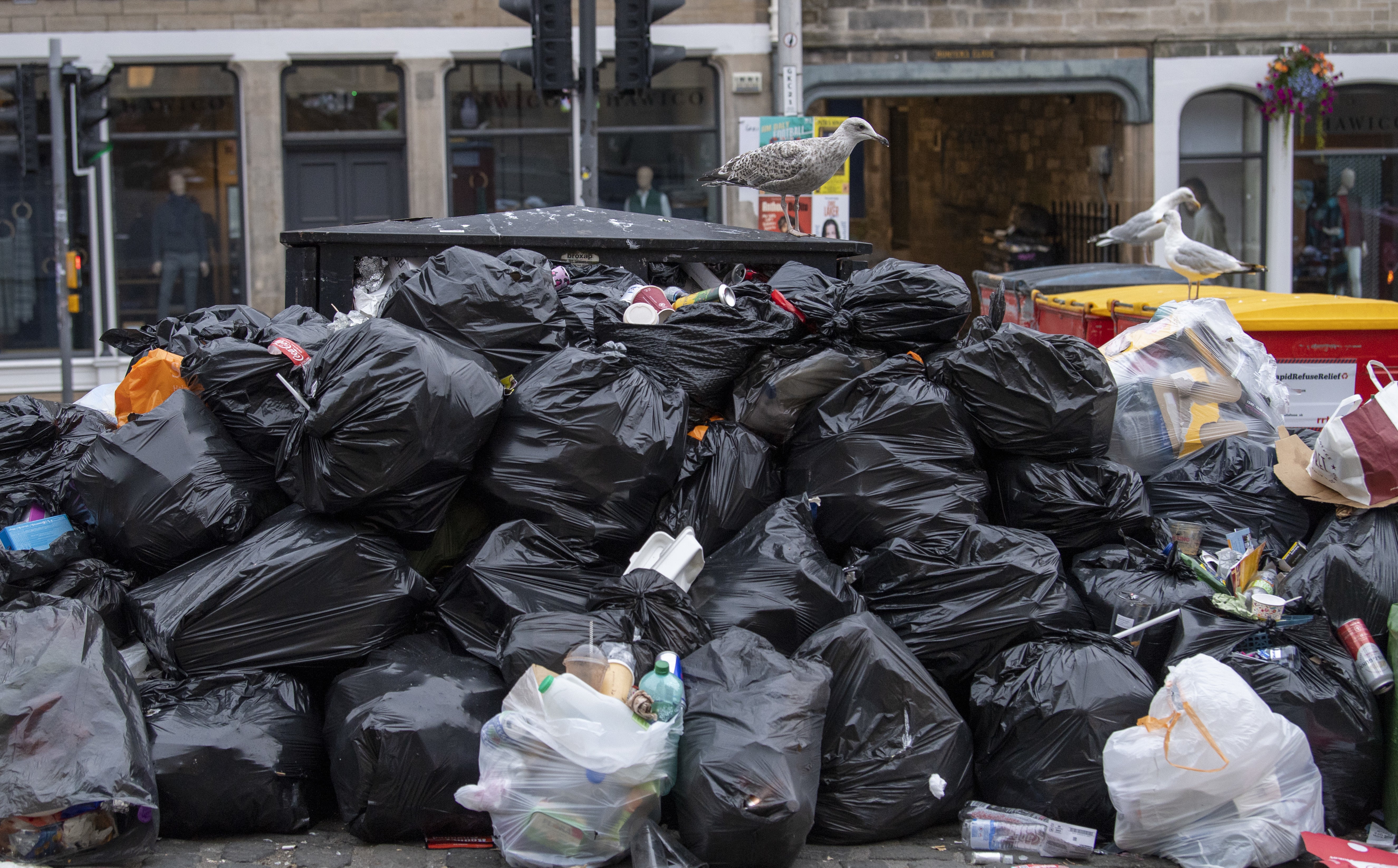 Rubbish piled up on the streets in Edinburgh (Lesley Martin/PA)