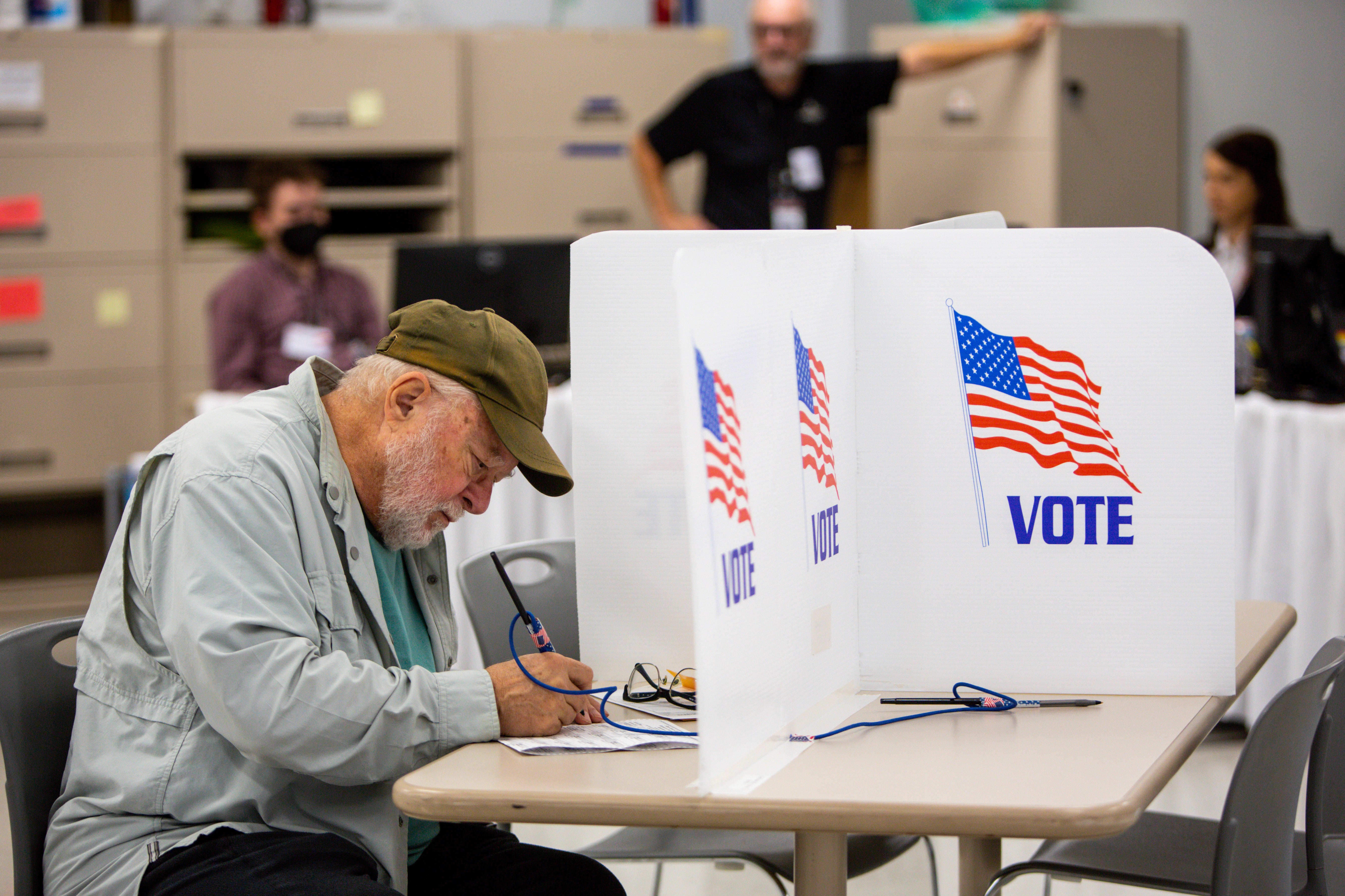 Voters cast their ballots on Friday, Sept. 23, 2022, in Minneapolis. With Election Day still more than six weeks off, the first votes of the midterm election were already being cast Friday in a smattering of states including Minnesota