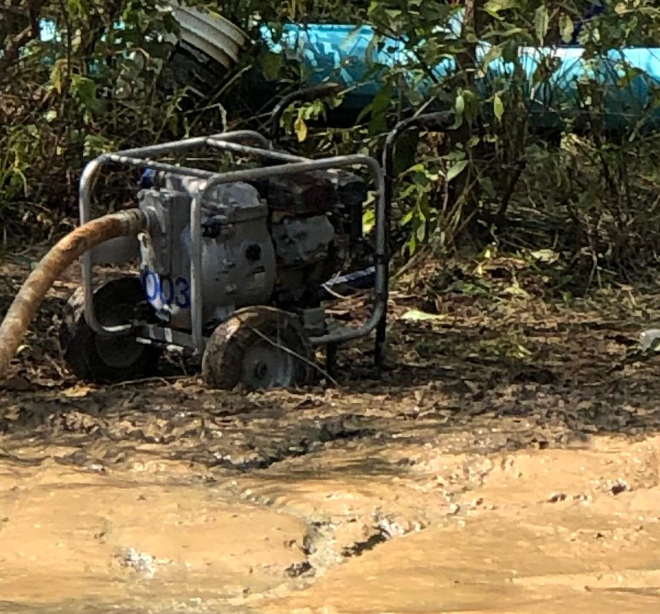 The family rented the equipment after the Butler COunty Sheriff’s Office said they did not have the one needed to drain the pump last year