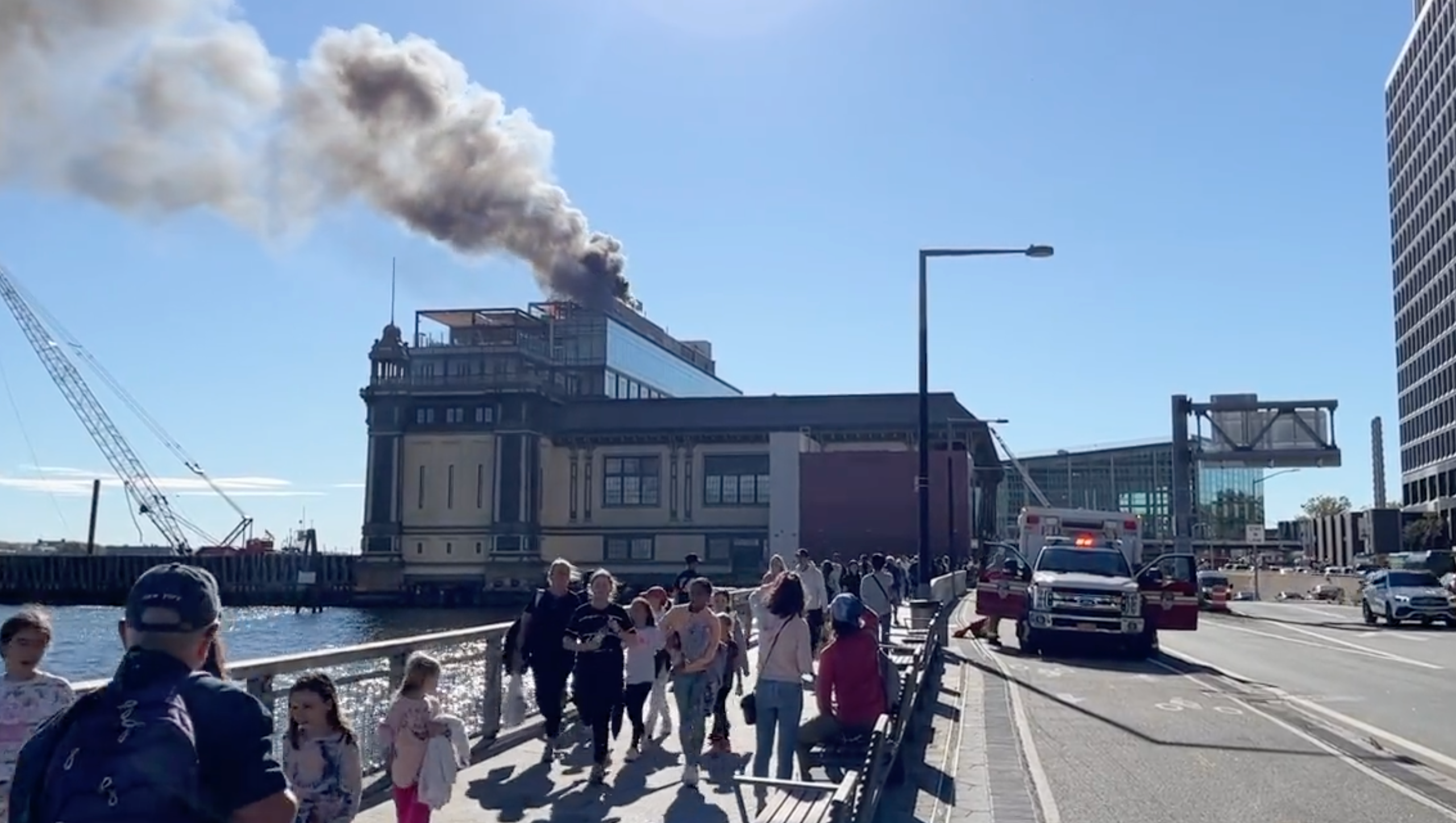 A small fire on the roof of a historic Beaux-Arts ferry terminal in Manhattan was brought under control on 24 September.