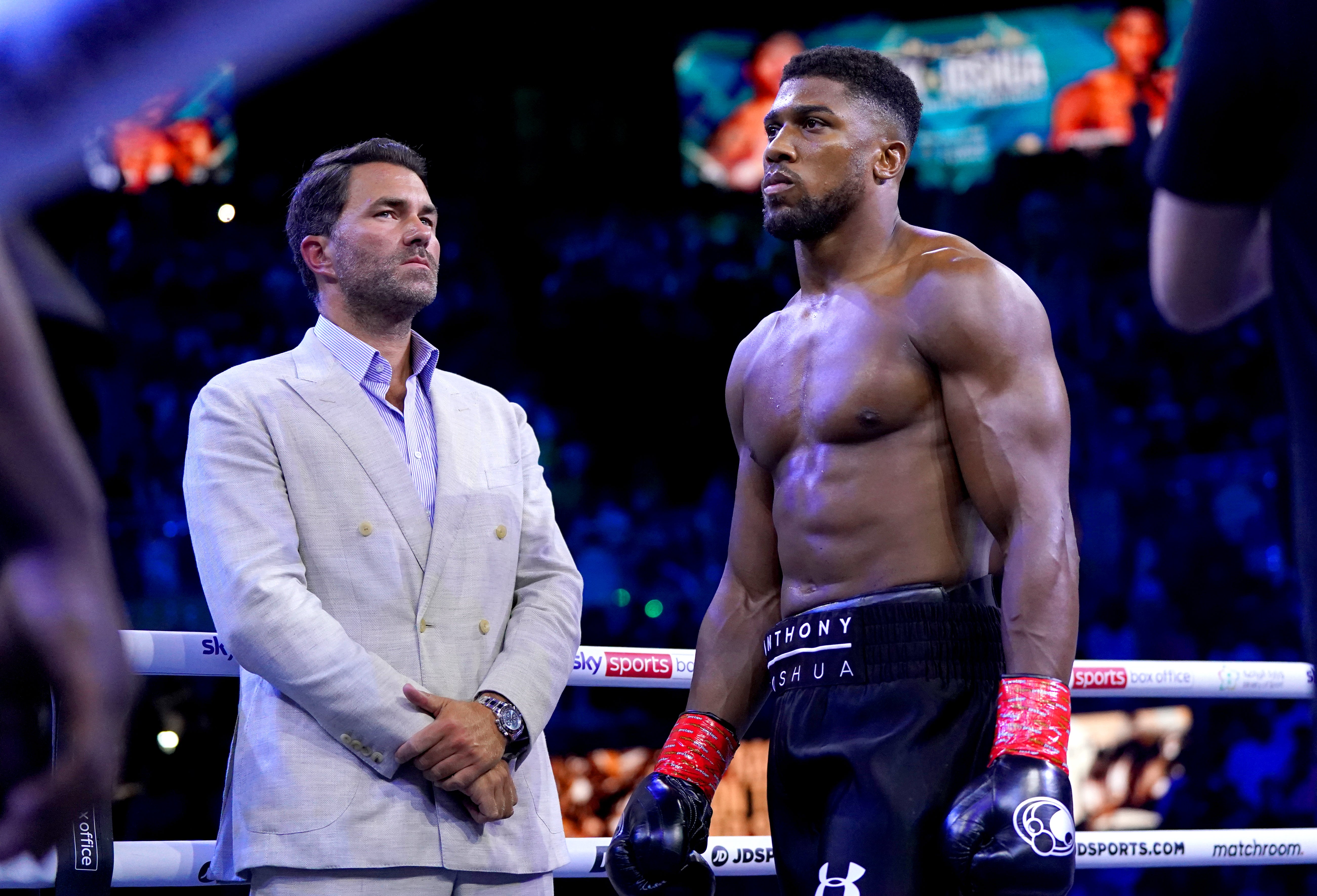 Anthony Joshua (right) and promoter Eddie Hearn (Nick Potts/PA)