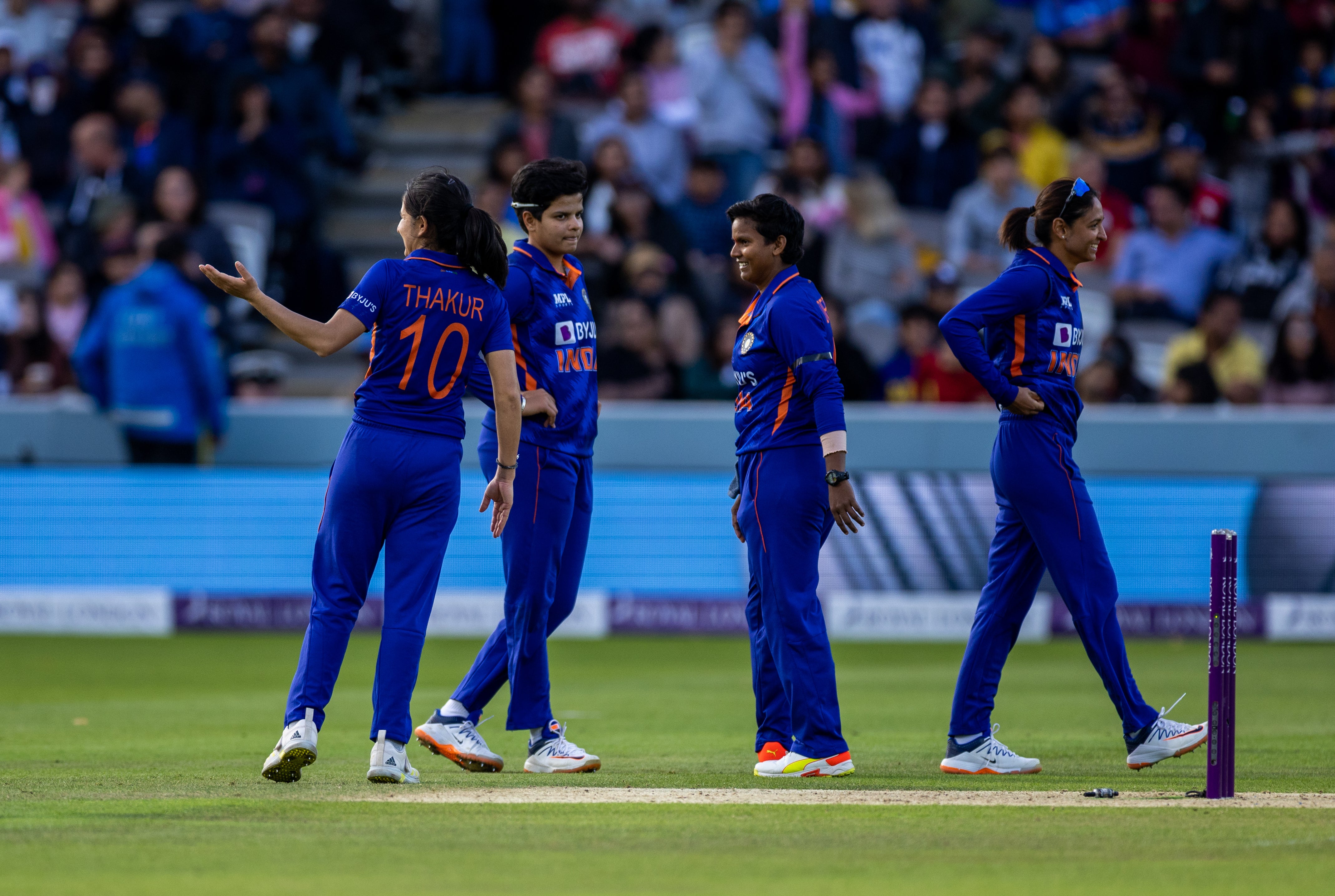 Deepti Sharma dismissed Charlie Dean to win the match for India (Steven Paston/PA)