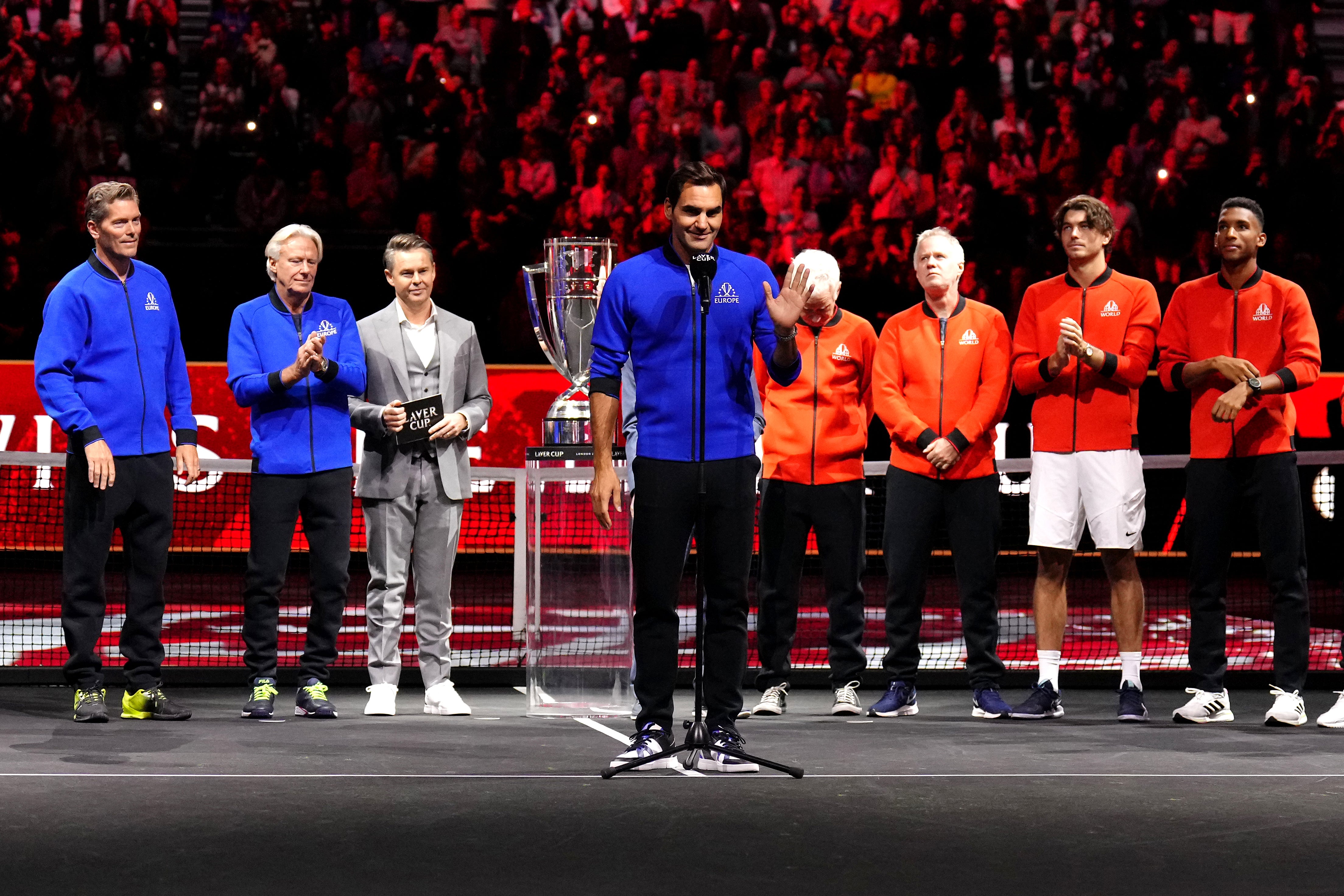 Roger Federer signed off from competitive tennis following defeat with Team Europe in the Laver Cup (John Walton/PA)