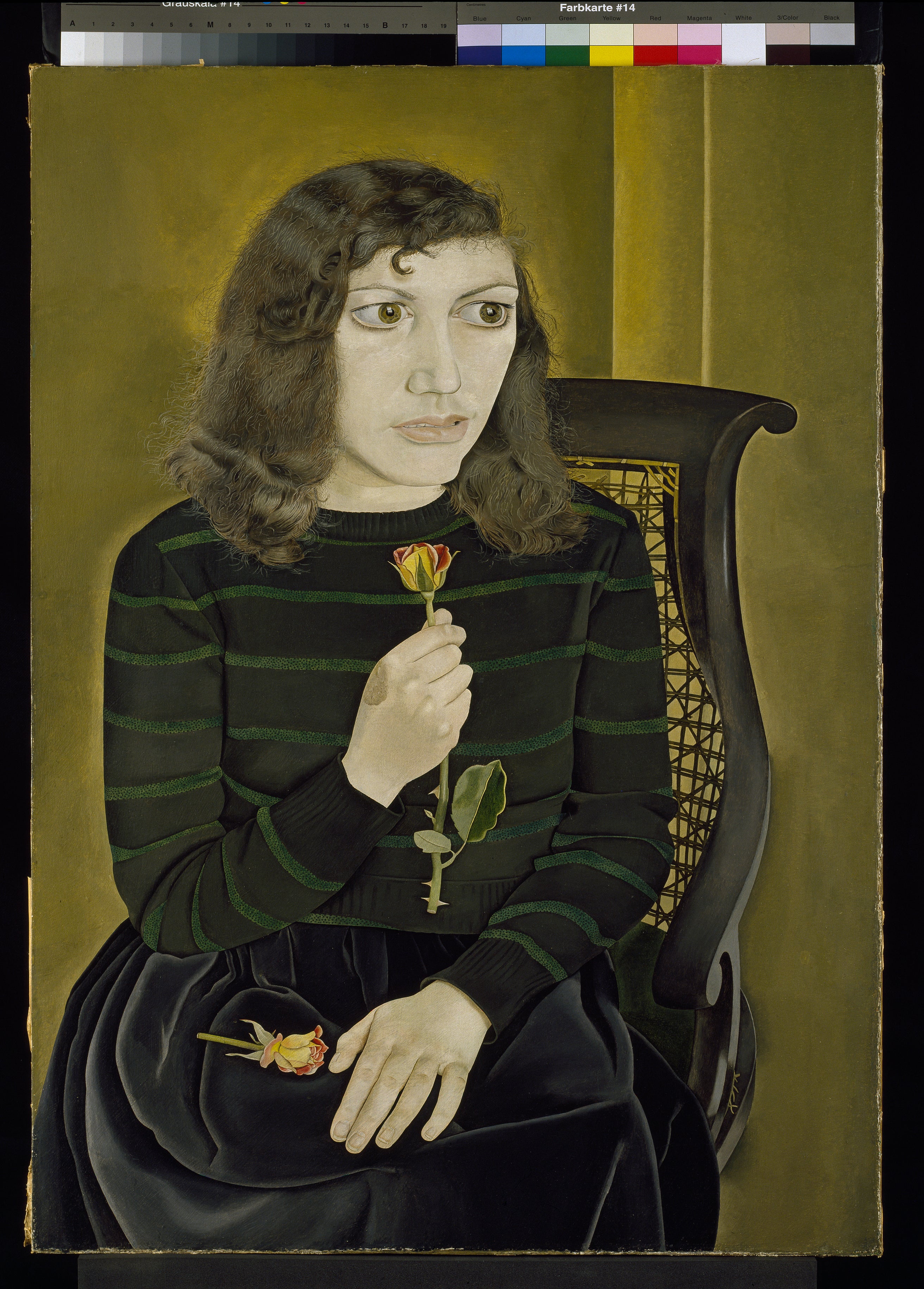 Girl with Roses, 1947-8;Courtesy of the British Council Collection. Photo © The British Council© The Lucian Freud Archive / Bridgeman Images