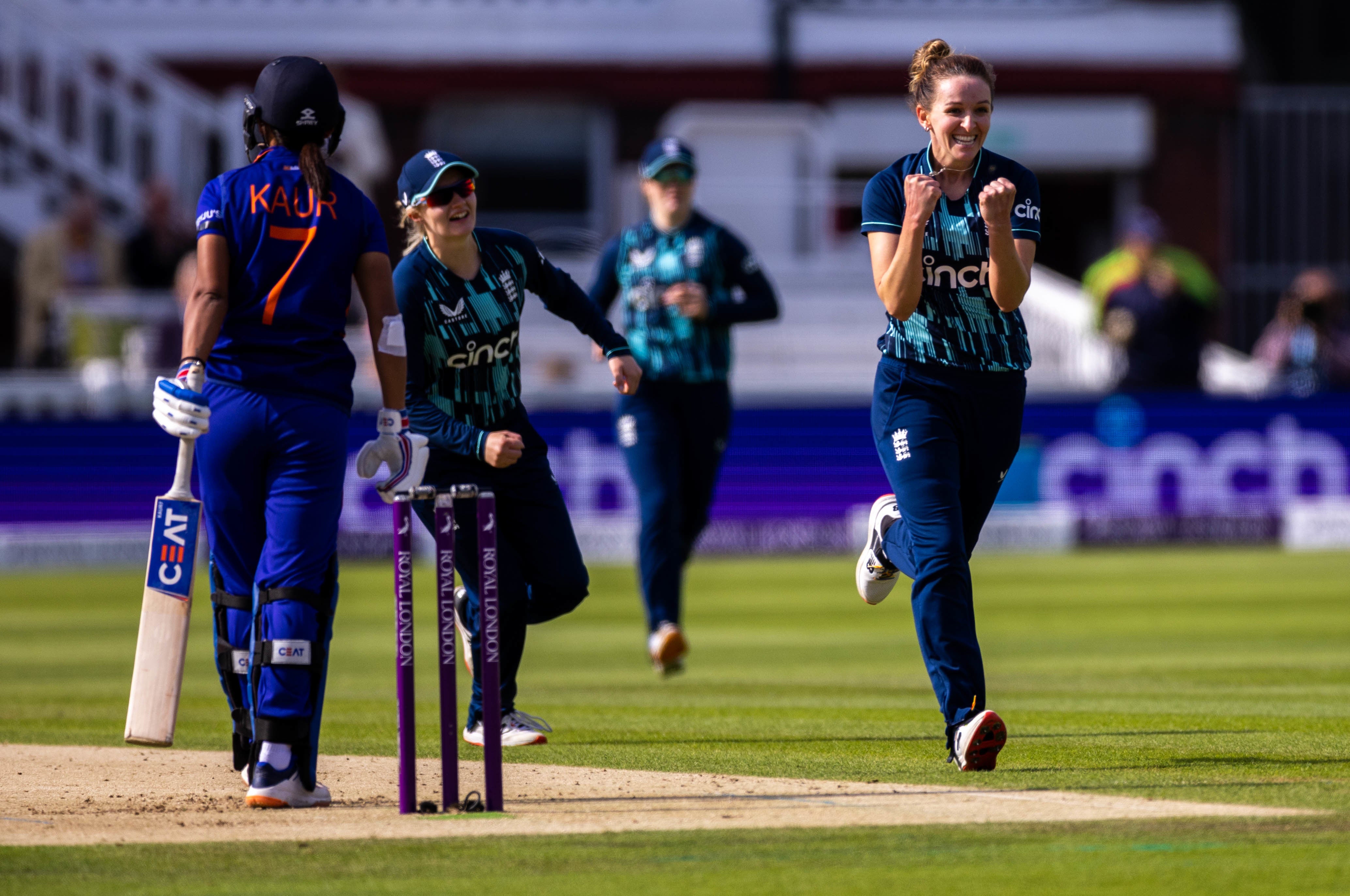 Cross (right) had taken four wickets in the game (Steven Paston/PA)