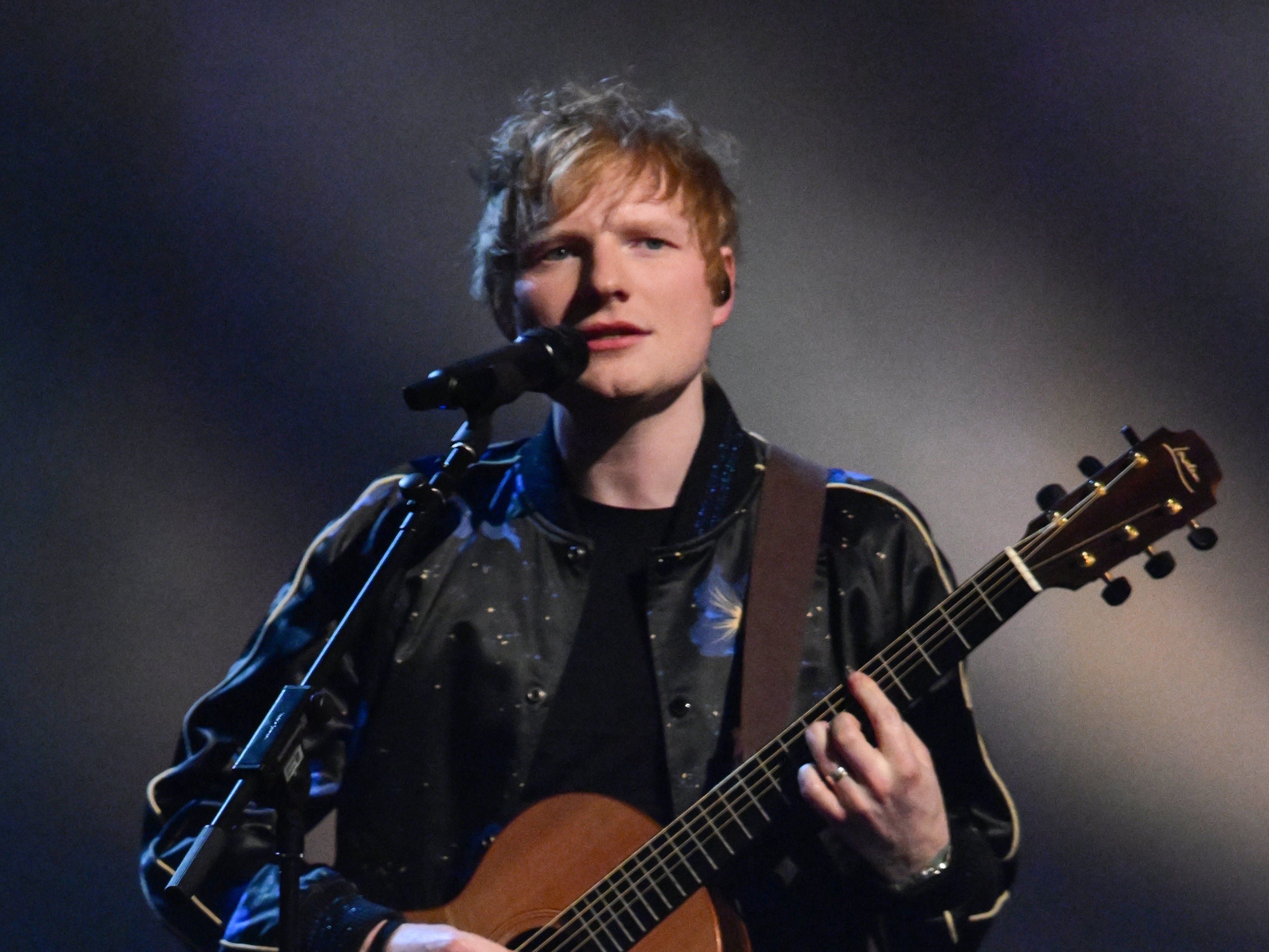 Sheeran performing at the Brit Awards 2022