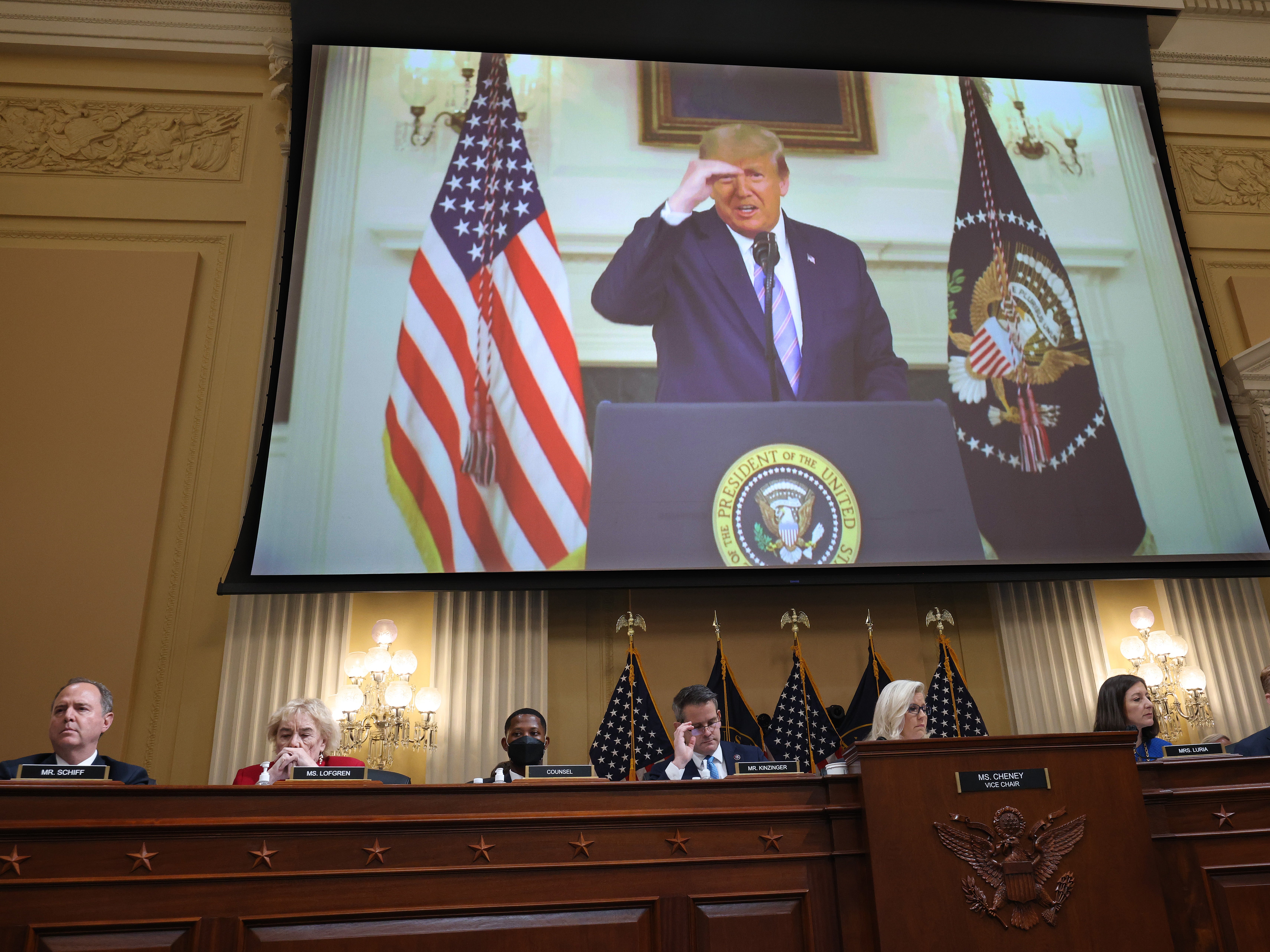 The House select committee to investigate the January 6th attack on the US Capitol holding a prime-time hearing in the Cannon House Office Building in Washington, DC