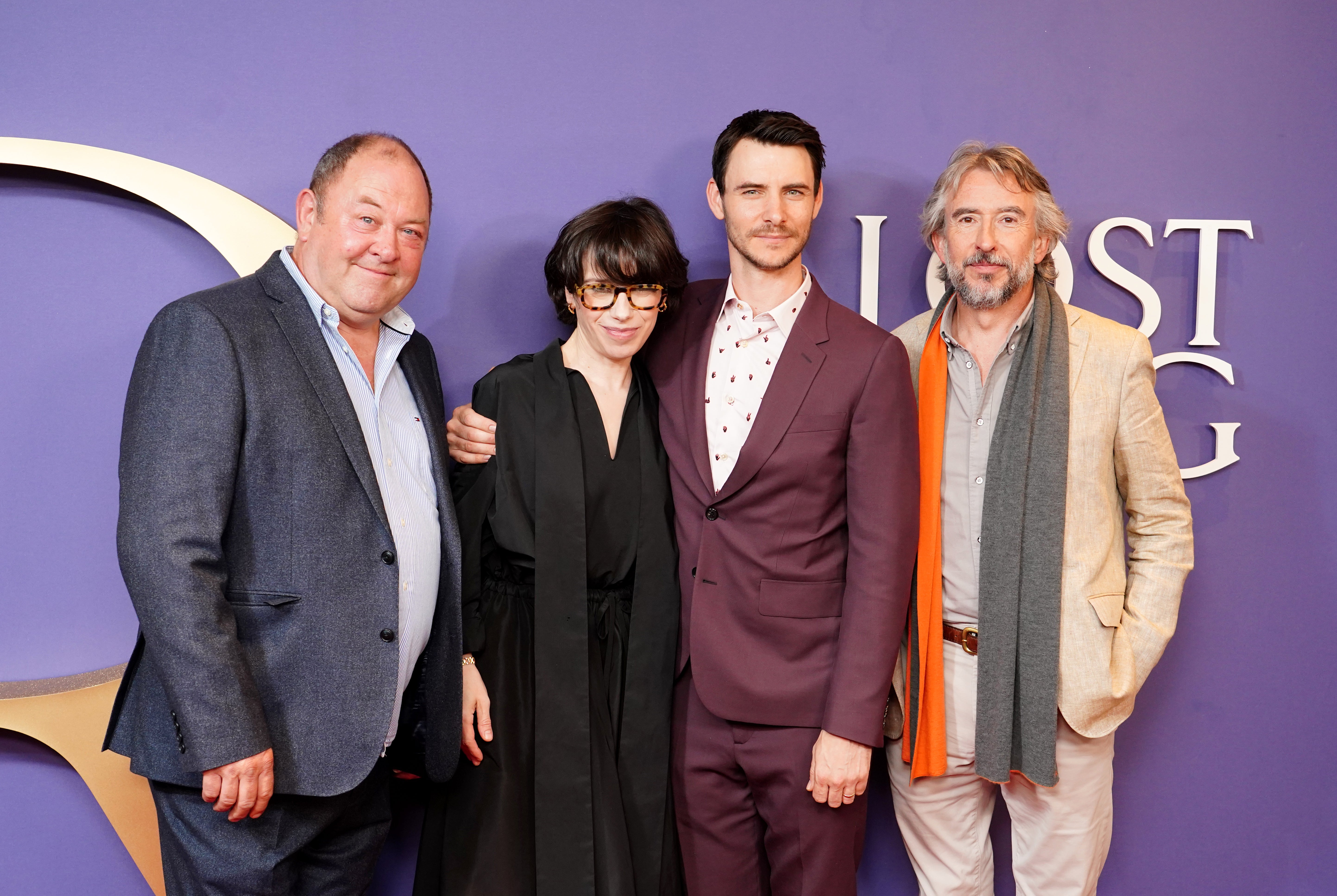 The film stars Harry Lloyd (rc) and Sally Hawkins (lc), as King Richard III and Langley, respectively, as well as Mark Addy (l) (Ian West/PA)