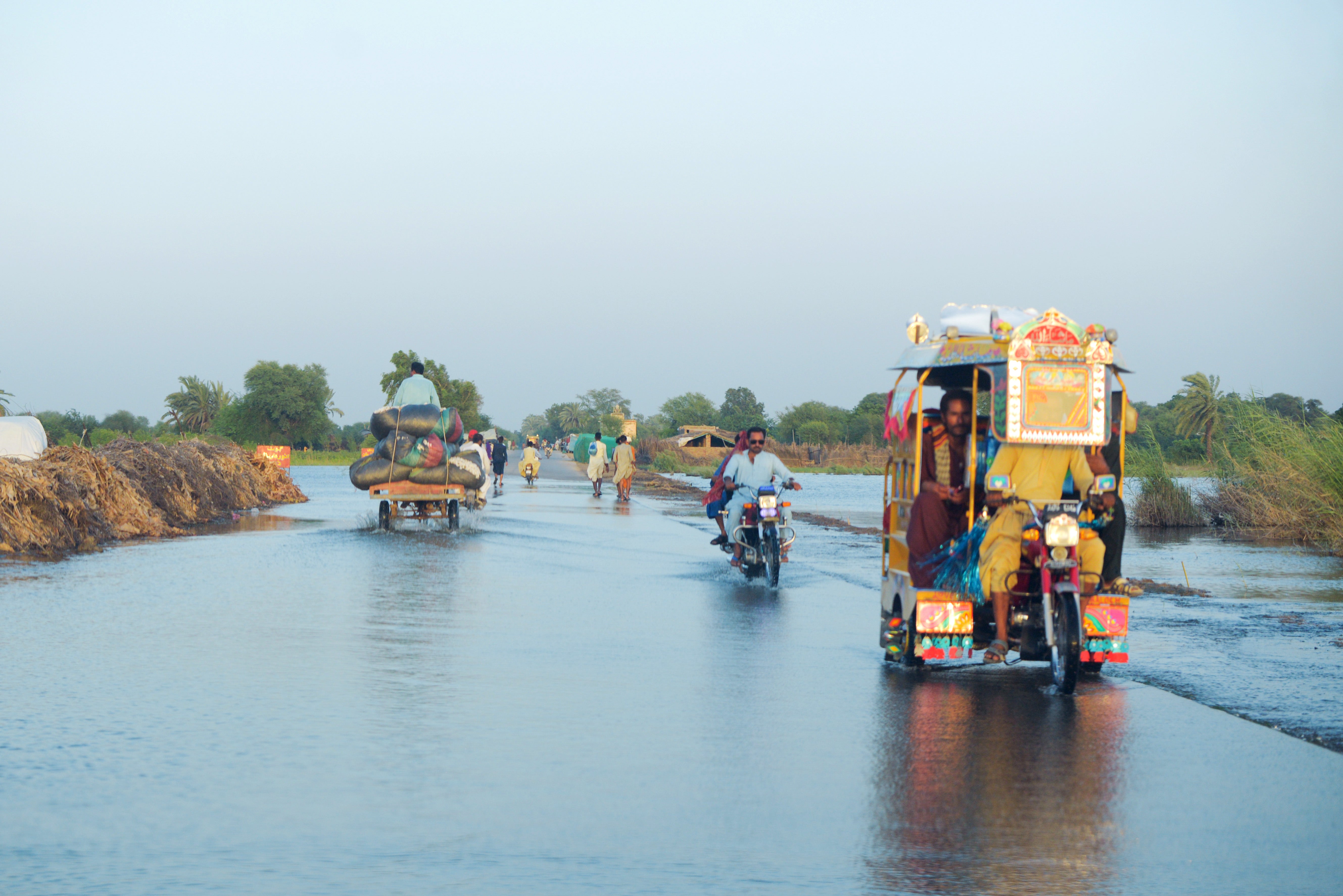 Water covers a road in Mitiyari Hyderabad