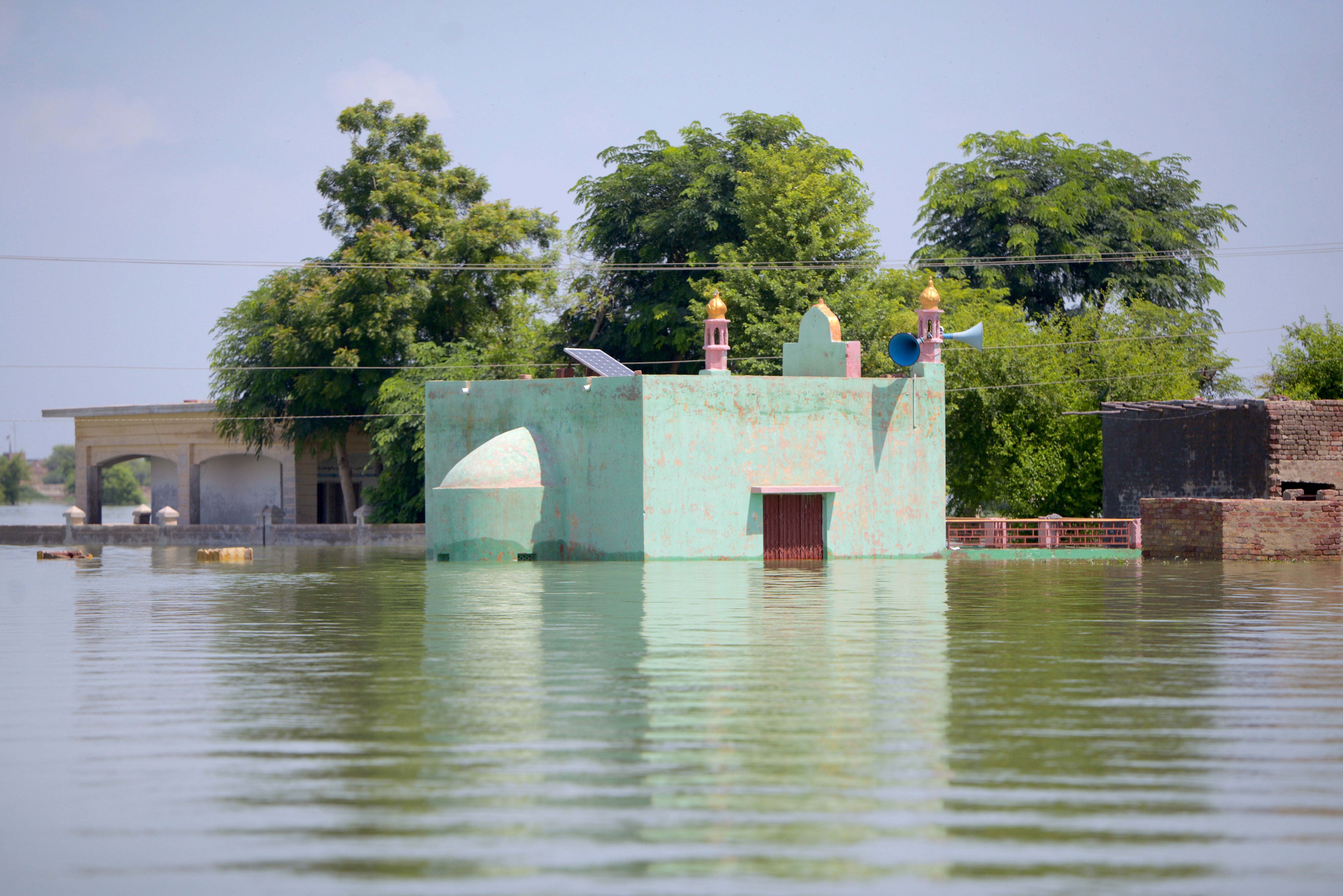 A mosque submerged in floodwater in Khairpur Nathan Shah