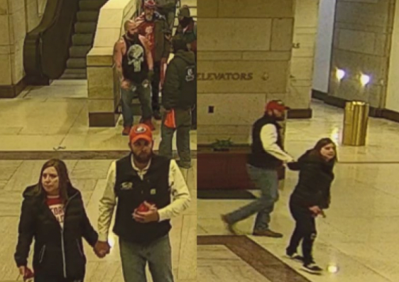 Mandy Robinson-Hand and Charles Hand III seen on surveillance footage in the US Capitol