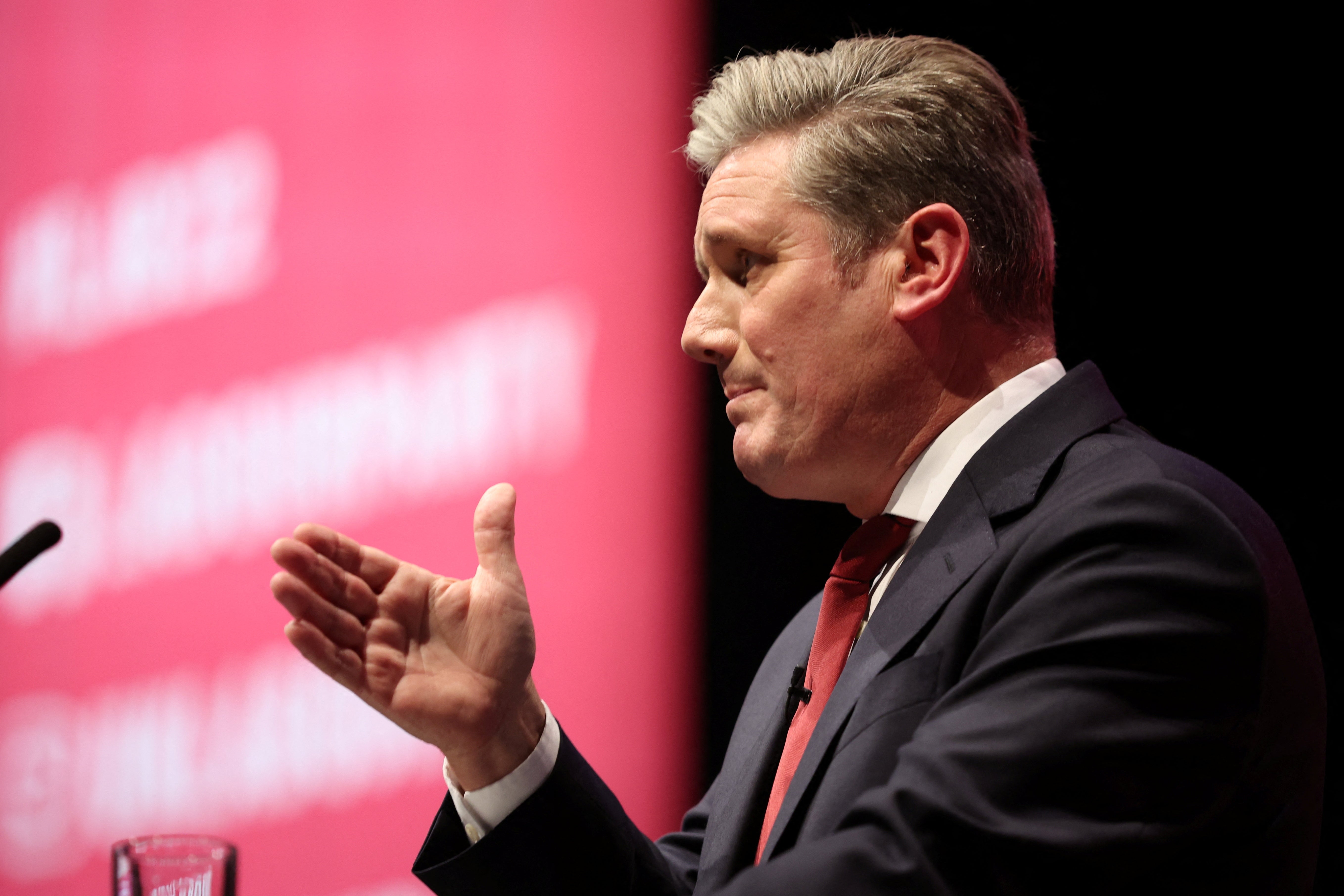 Keir Starmer addressing his party in Liverpool