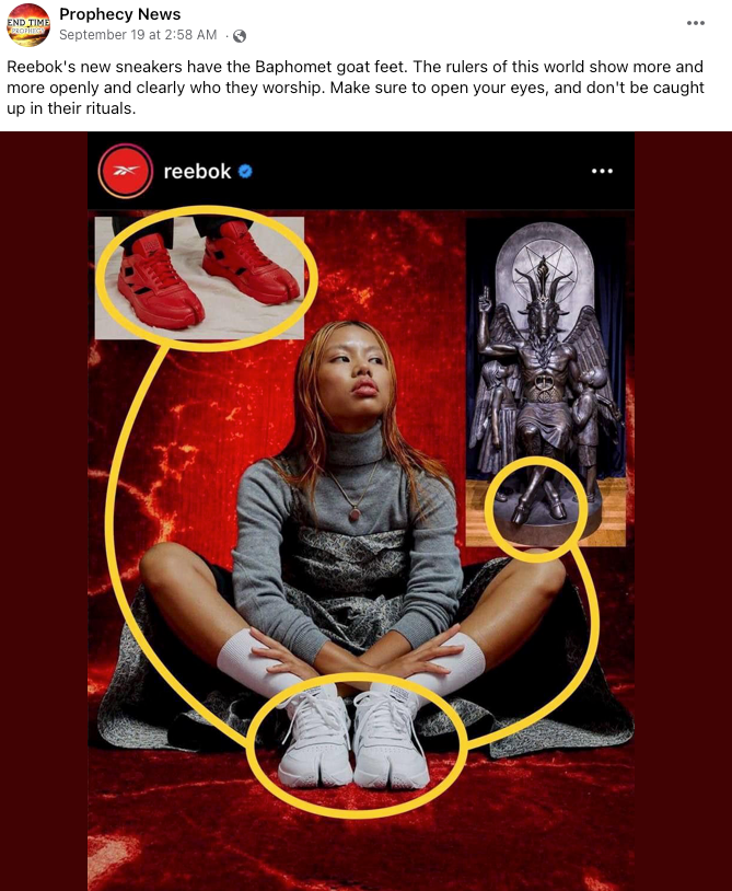 Conspiracy group claims Reebok shoes were designed to resemble ‘Baphomet goat feet’