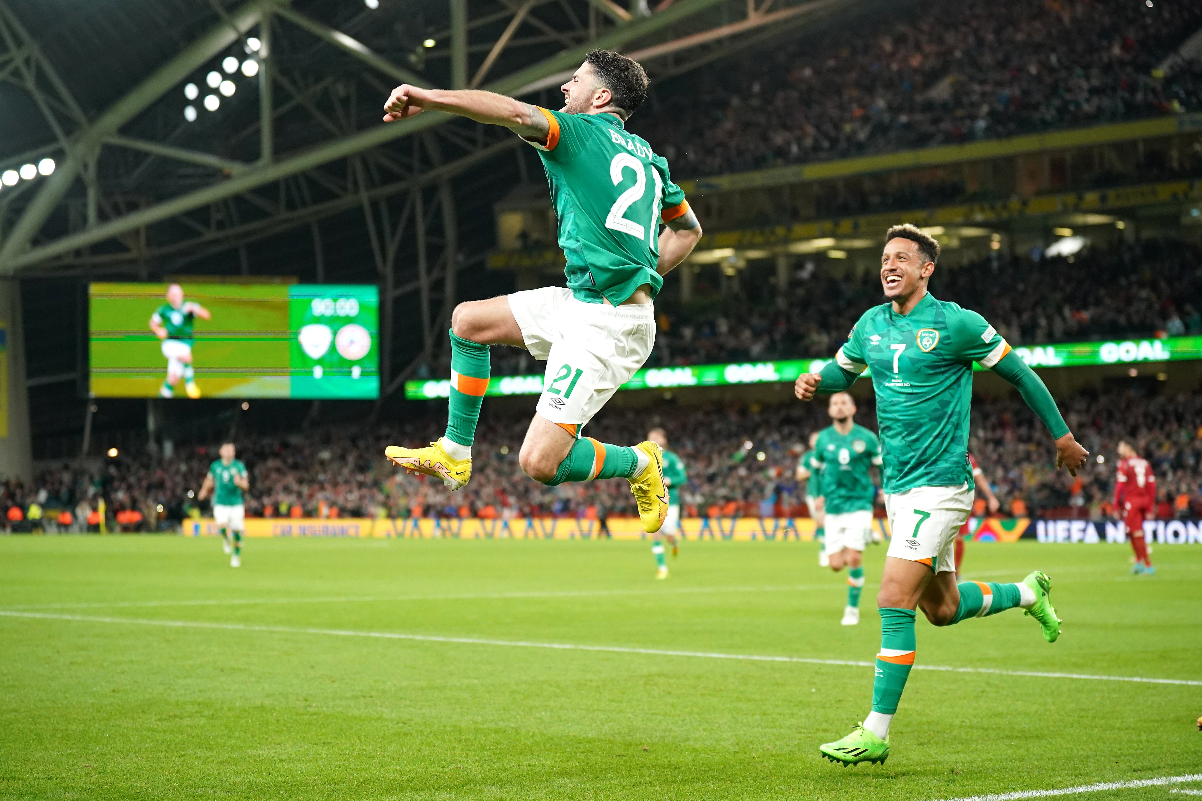 Brady celebrates his winning goal