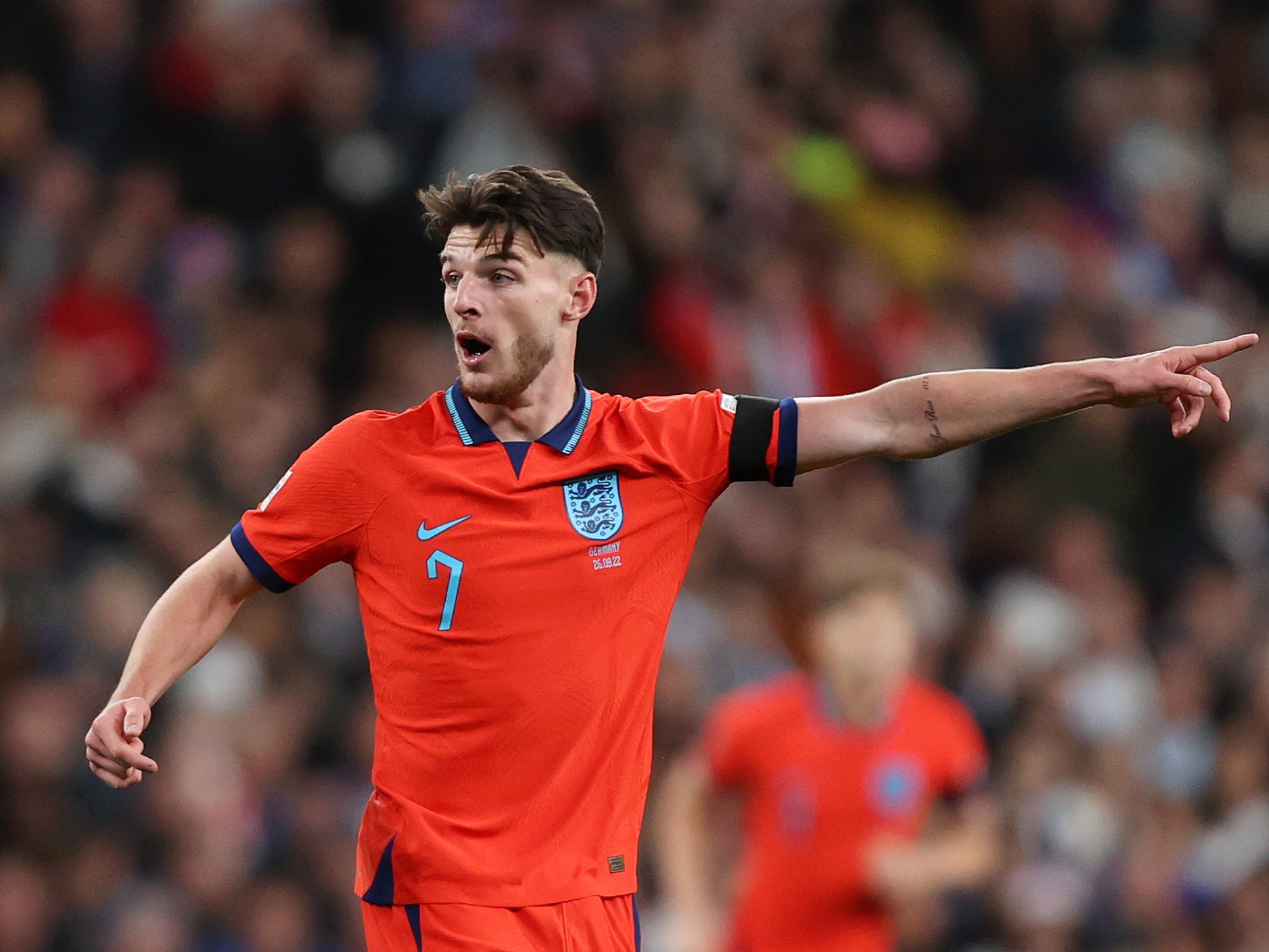 West Ham midfielder Declan Rice in action for England against Germany