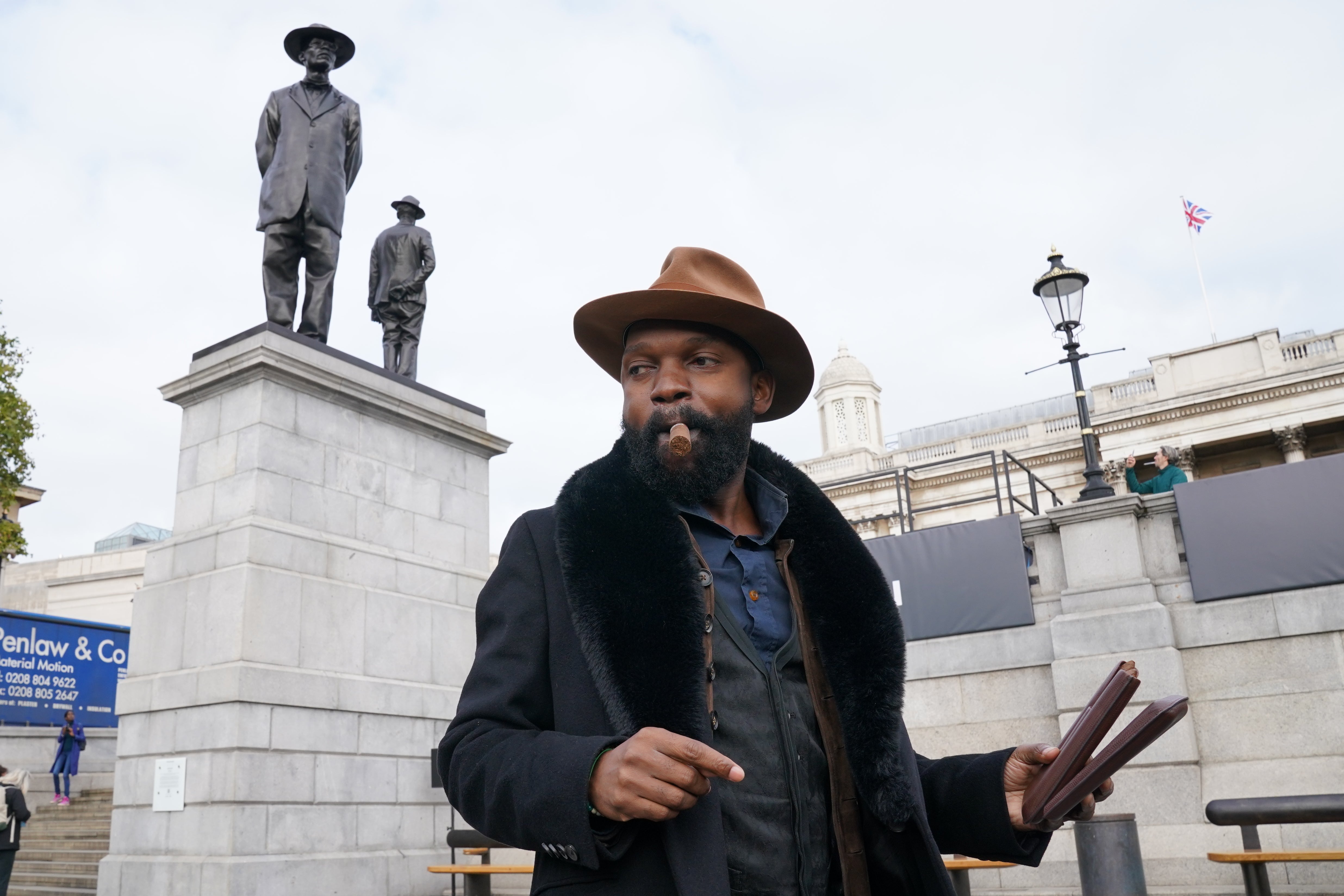 Artist Samson Kambalu unveils his artwork entitled, Antelope on the Fourth Plinth in Trafalgar Square (Jonathan Brady/PA)