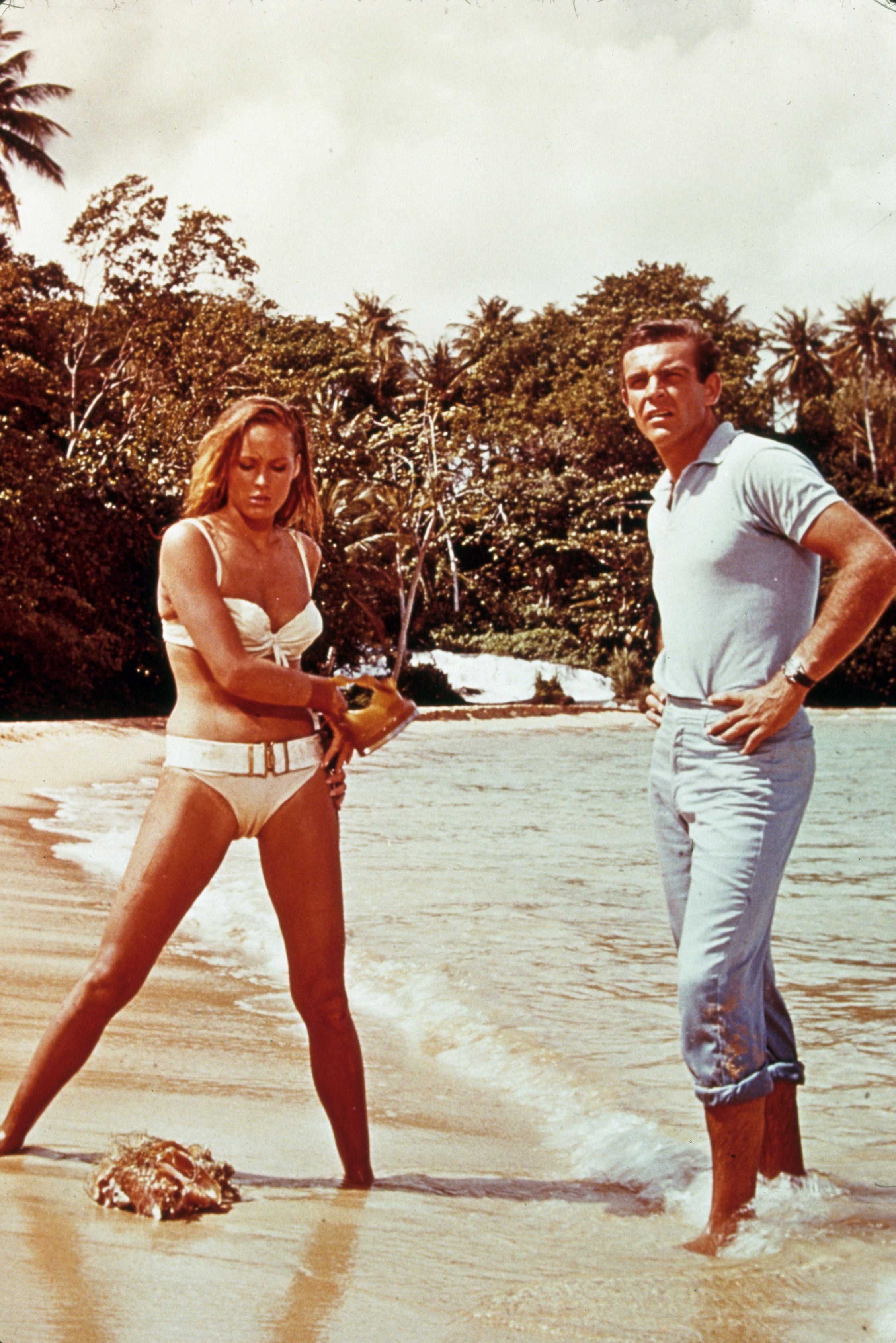 Connery as James Bond and Ursula Andress as Honey Ryder in ‘Dr No’ (1962)