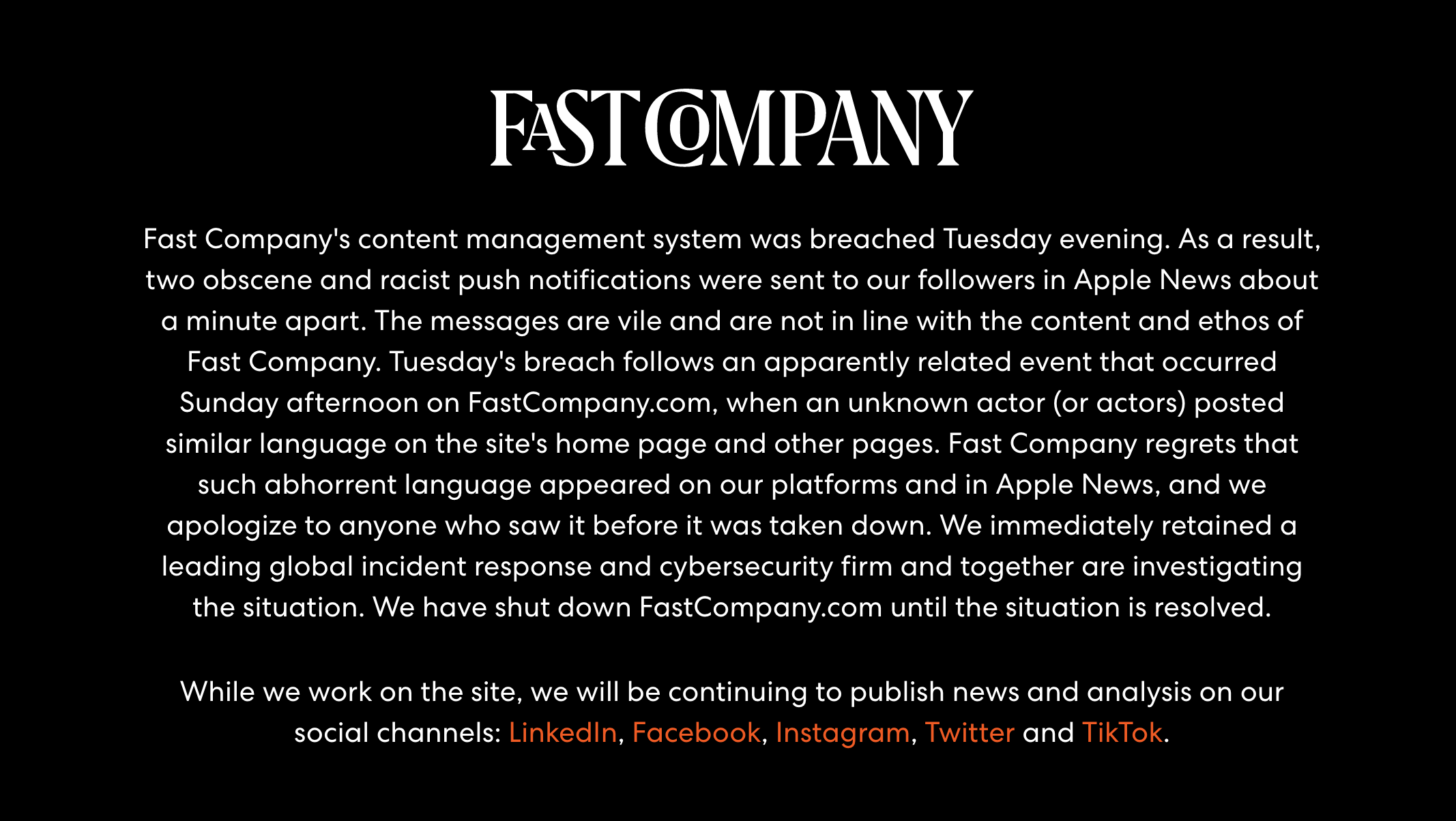 Fast Company’s statement