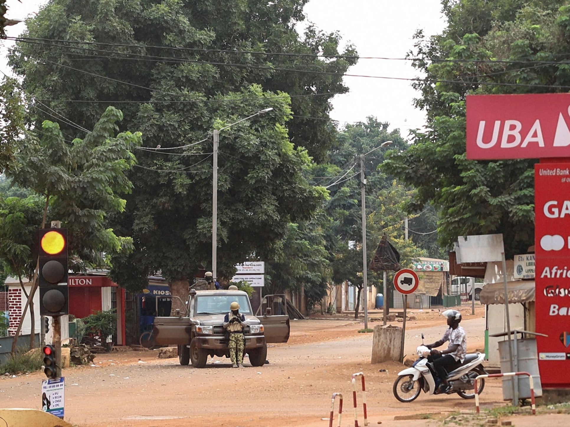 Burkina Faso soldiers are seen deployed in Ouagadougou on Friday