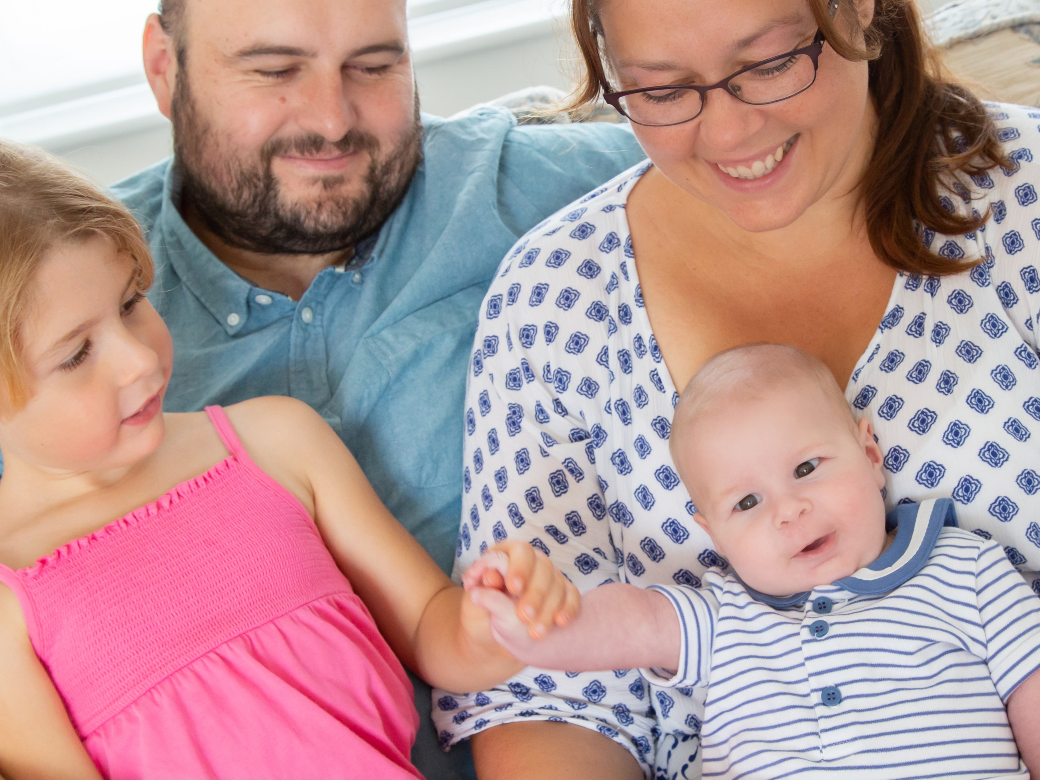 Gethin with his parents and sister Ffion