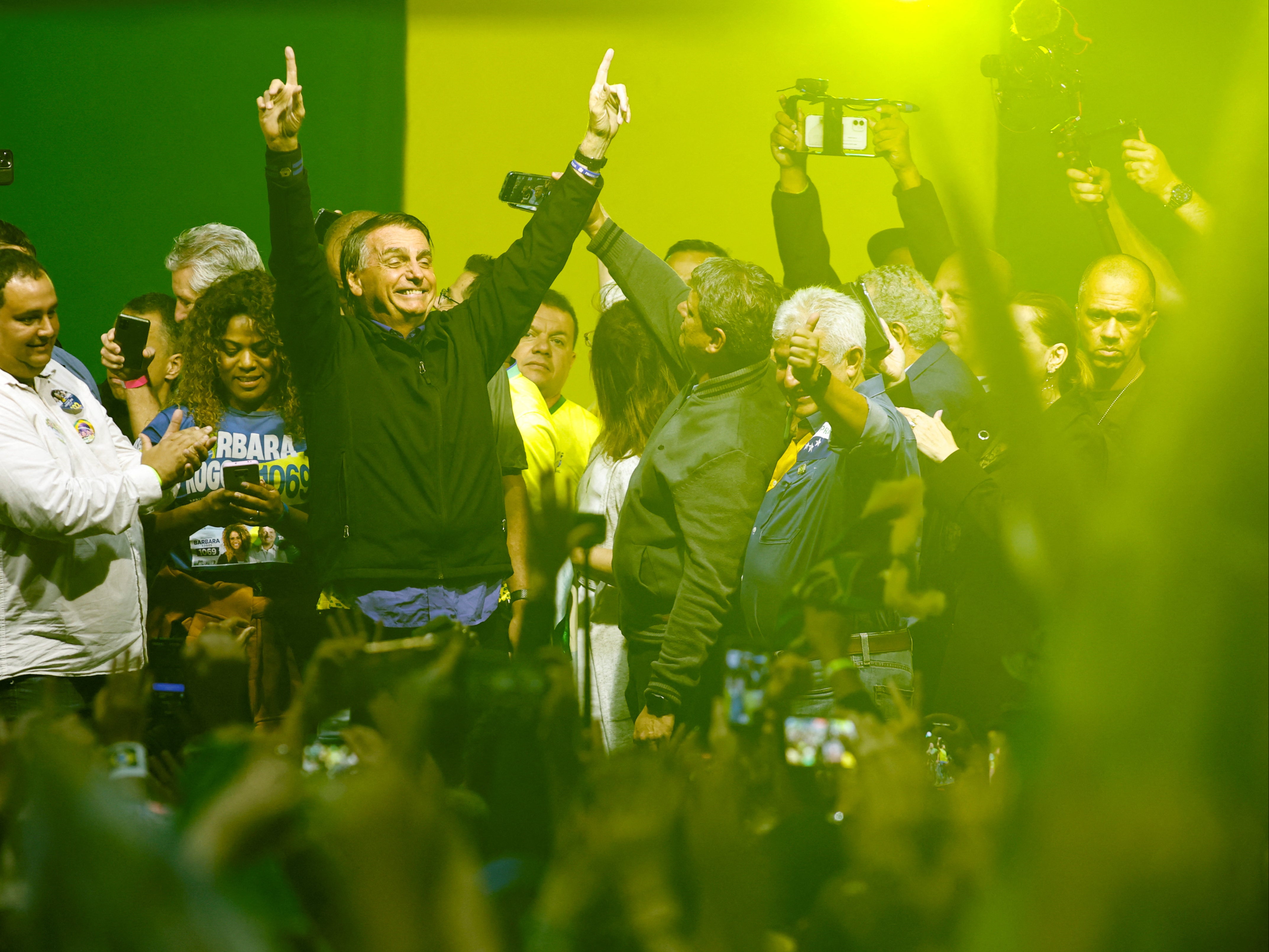 Jair Bolsonaro at a campaign rally in Santos on Wednesday