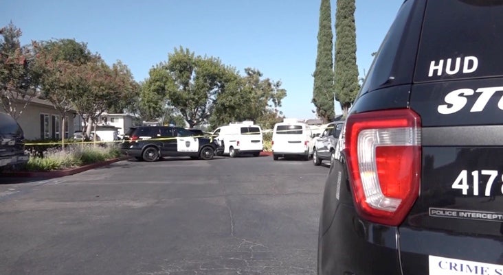 Scene of an unsolved shooting death on 30 August in Stockton, California