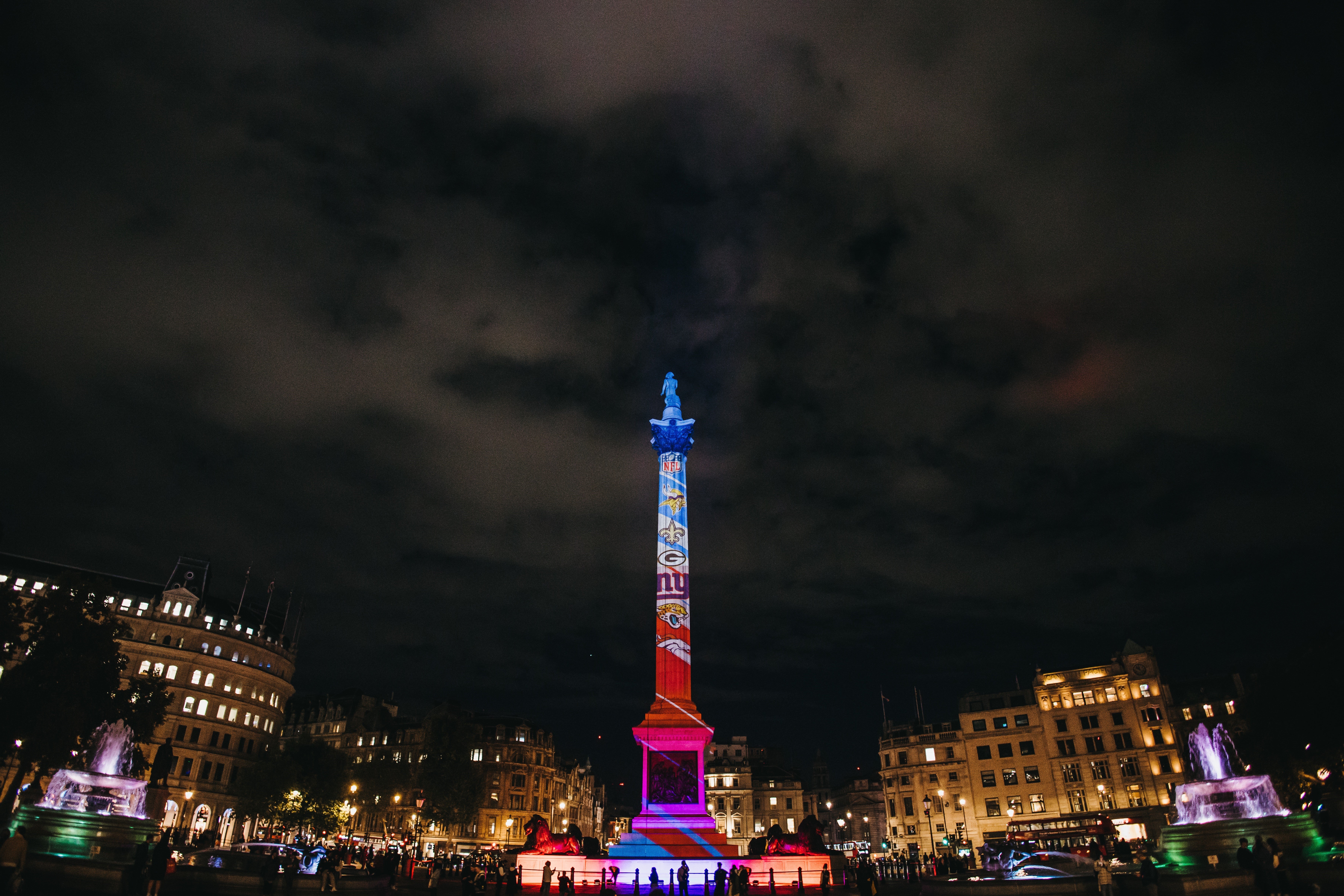 The NFL lights up Trafalgar Square ahead of the London Games starting with Vikings vs Saints on Sunday