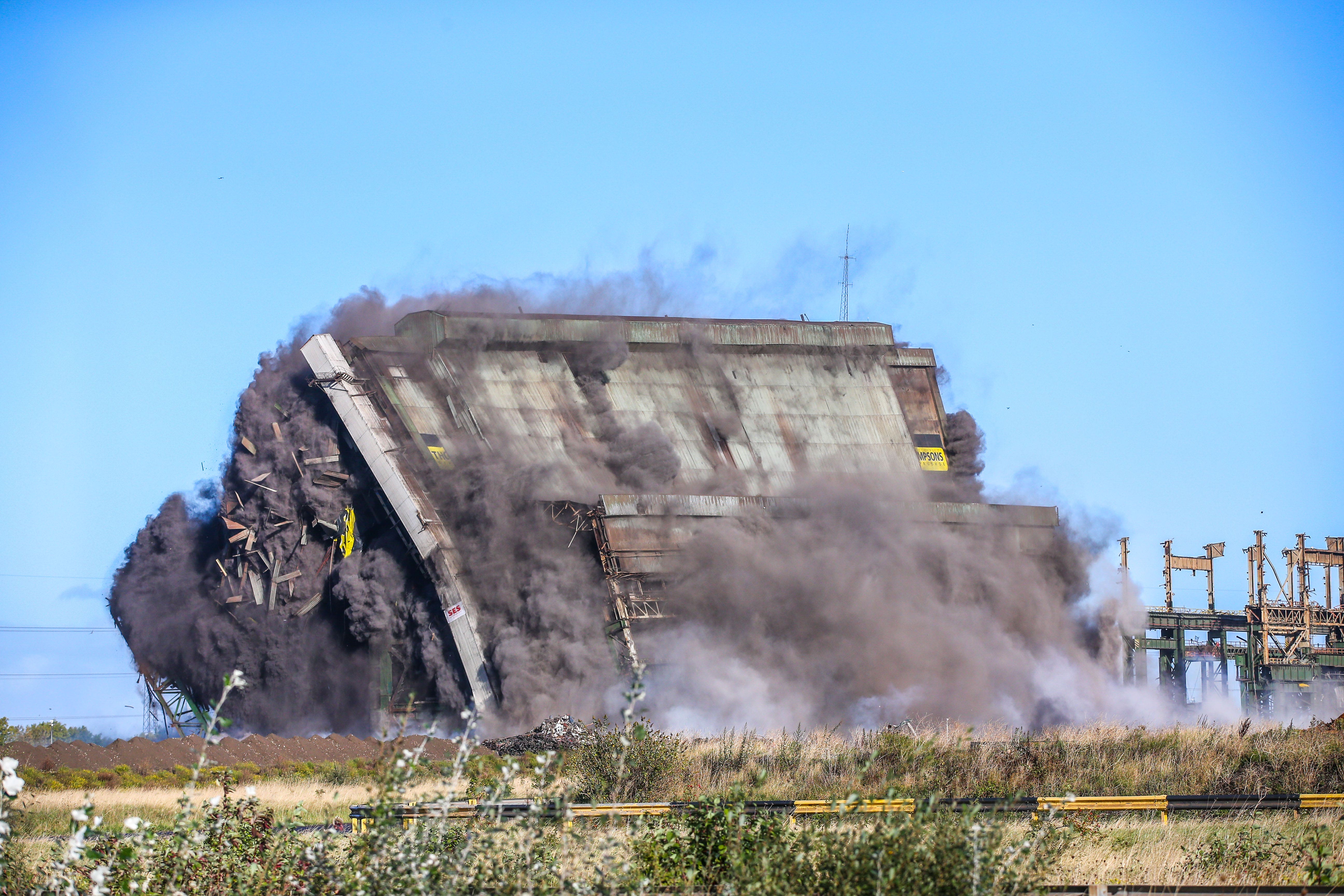 The demolition of the former British Steel Basic Oxygen Steelmaking plant, which was closed seven years ago when SSI UK was liquidated (Tom Banks/Teesworks)