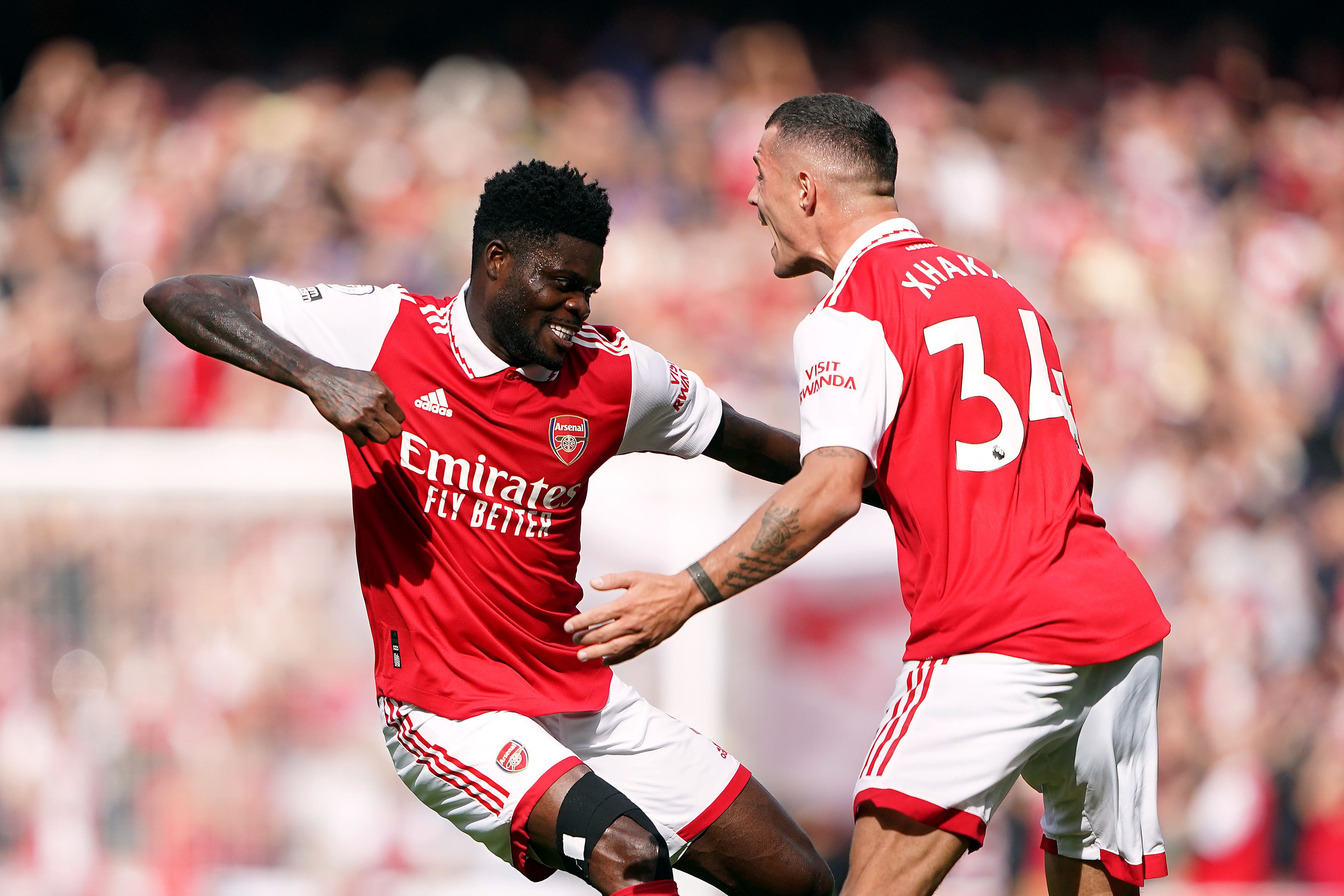 Thomas Partey (left) and Granit Xhaka scored two of Arsenal’s three goals against Spurs